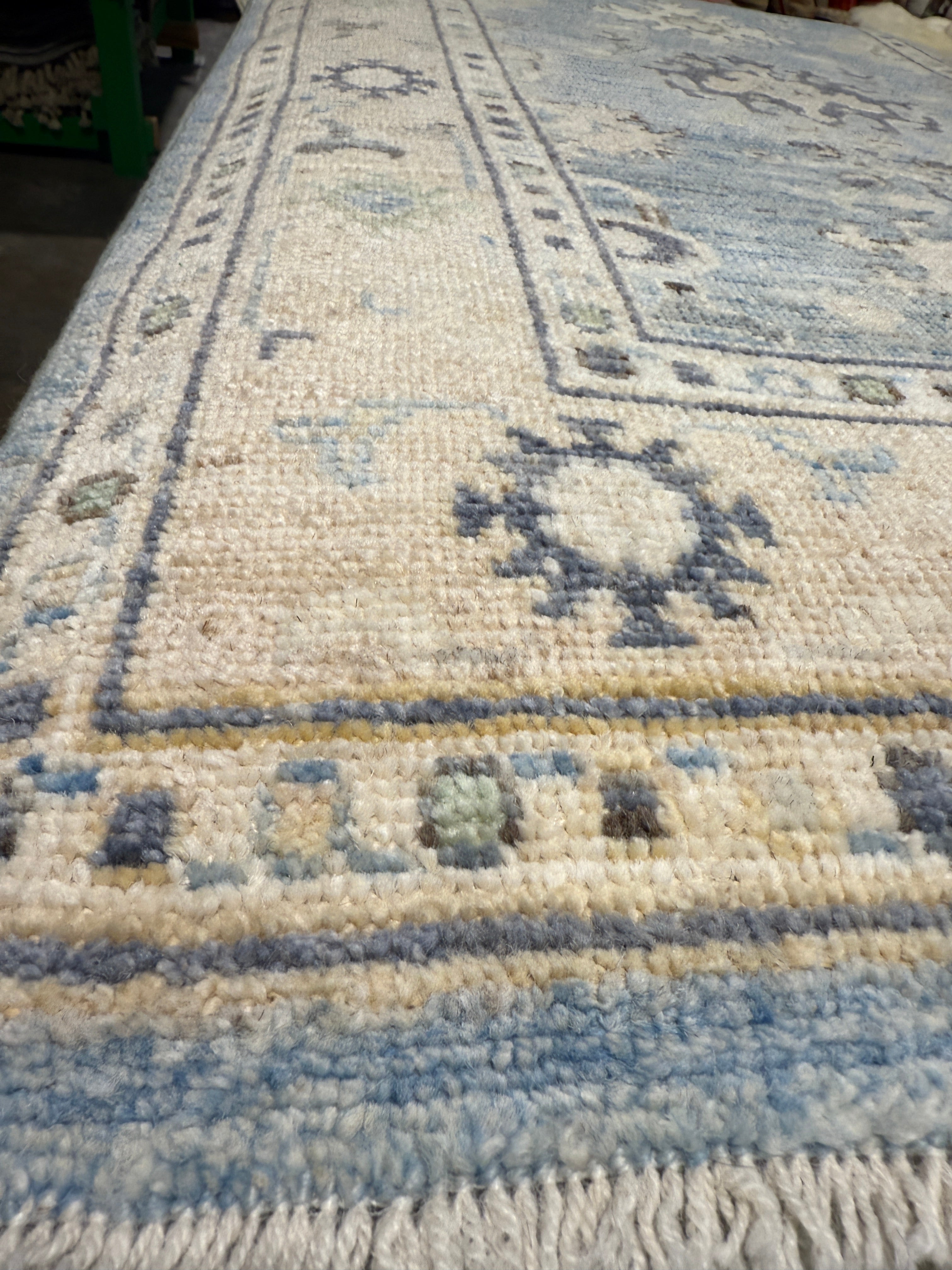 Jacqueline 2.11x5 Light Blue Afghani Whitewashed Oushak