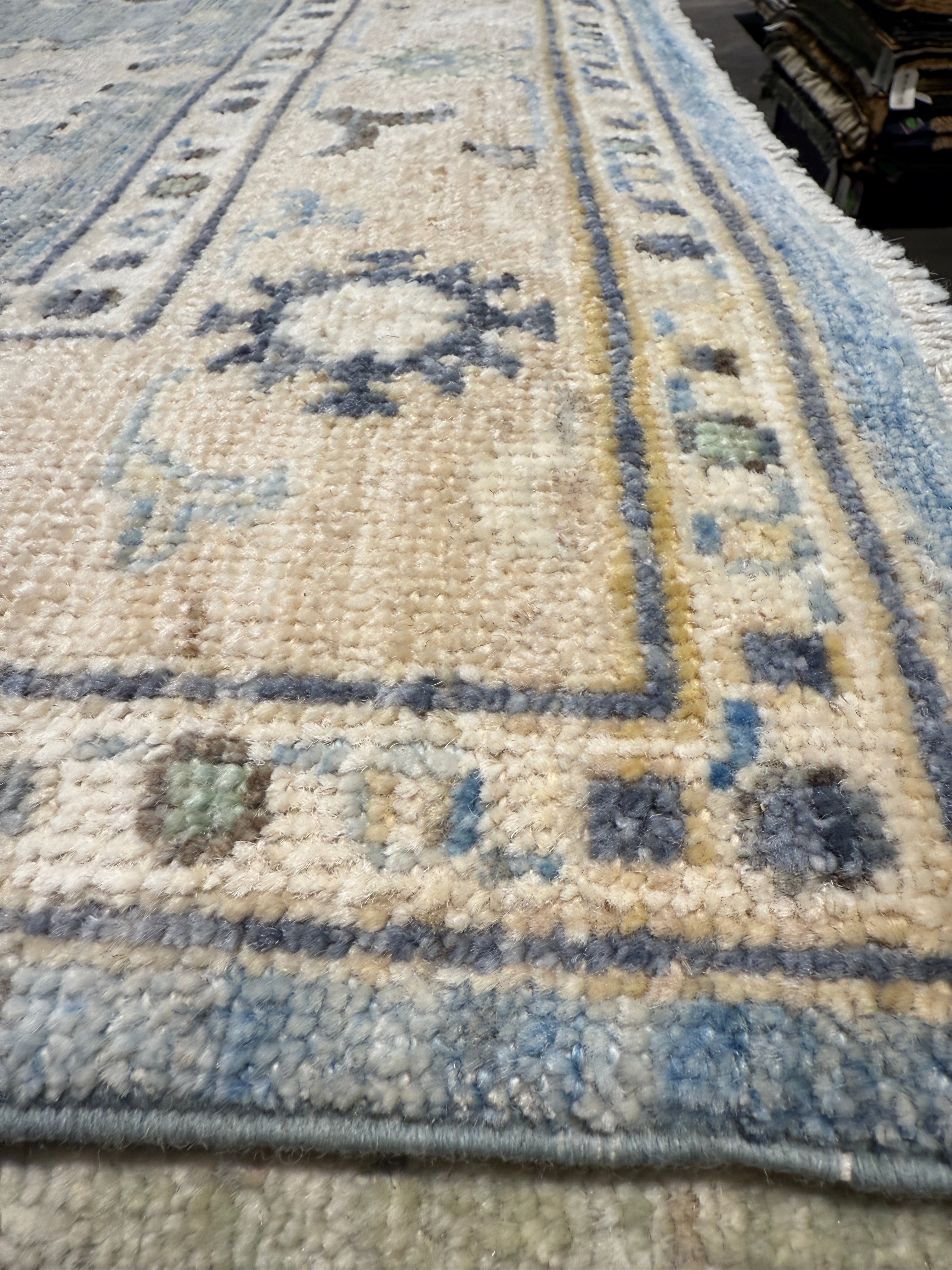 Jacqueline 2.11x5 Light Blue Afghani Whitewashed Oushak