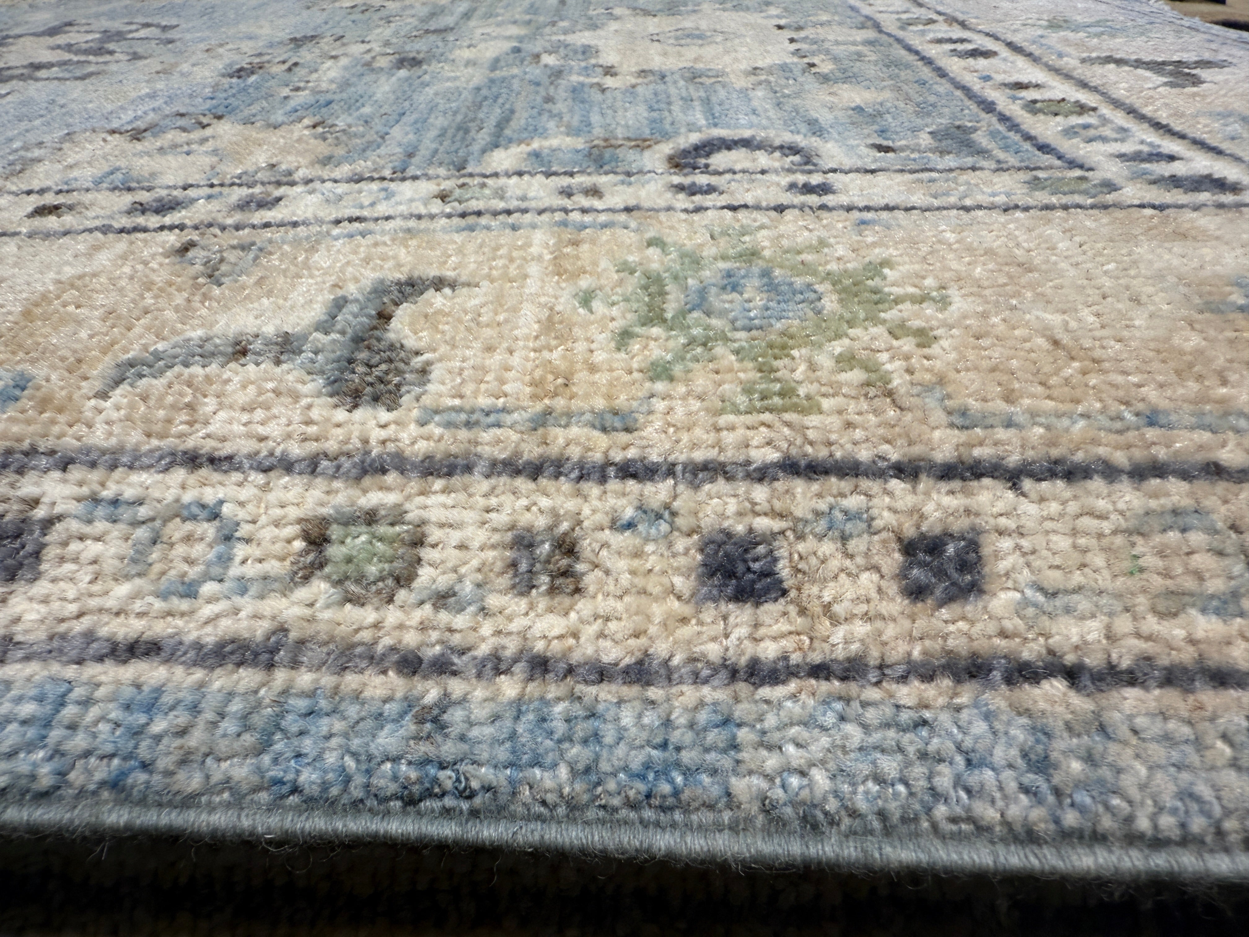 Jacqueline 2.11x5 Light Blue Afghani Whitewashed Oushak