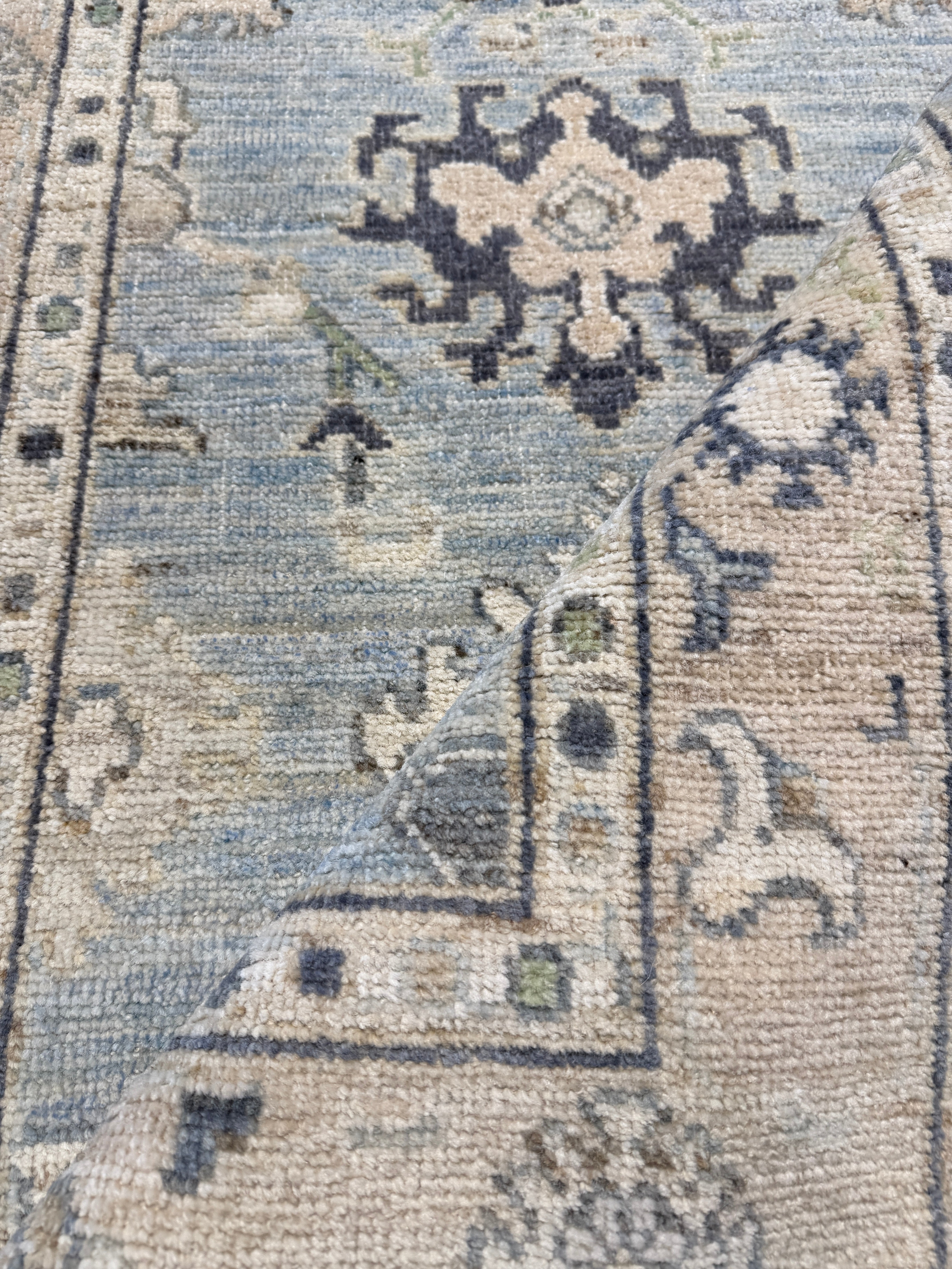 Jacqueline 2.11x5 Light Blue Afghani Whitewashed Oushak