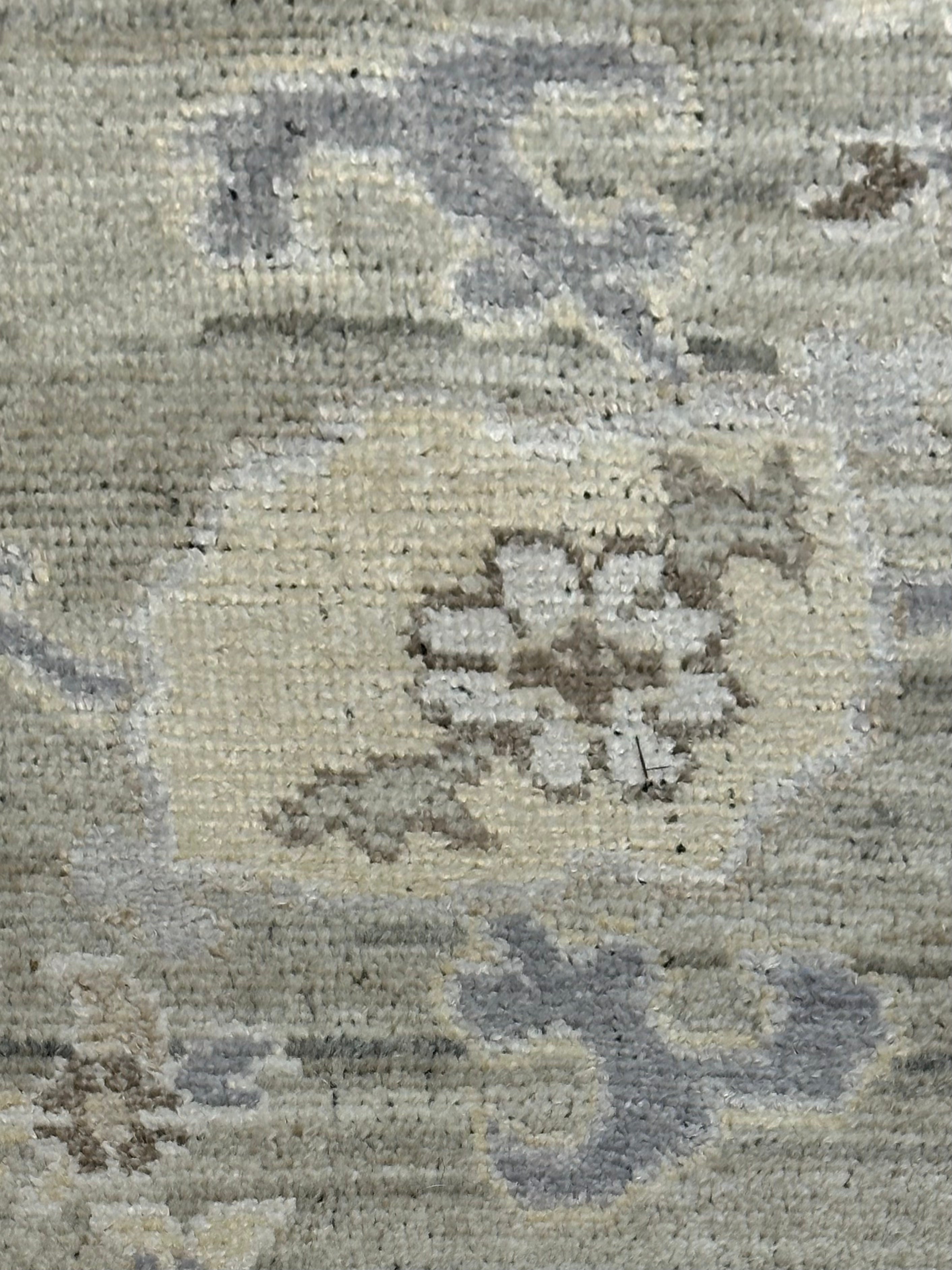 Mona Fastvold 8x9.6 Beige and Tan Hand-Knotted Oushak Rug
