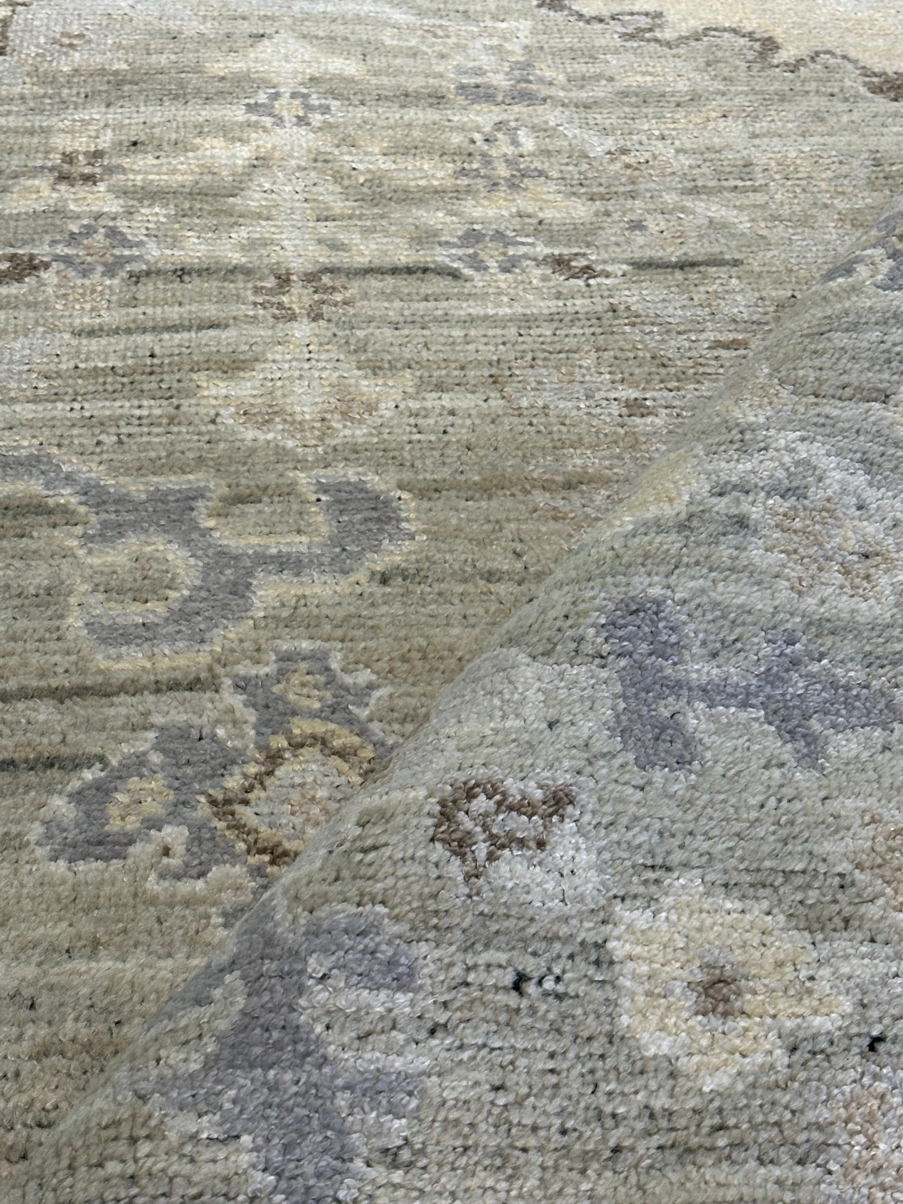 Mona Fastvold 8x9.6 Beige and Tan Hand-Knotted Oushak Rug