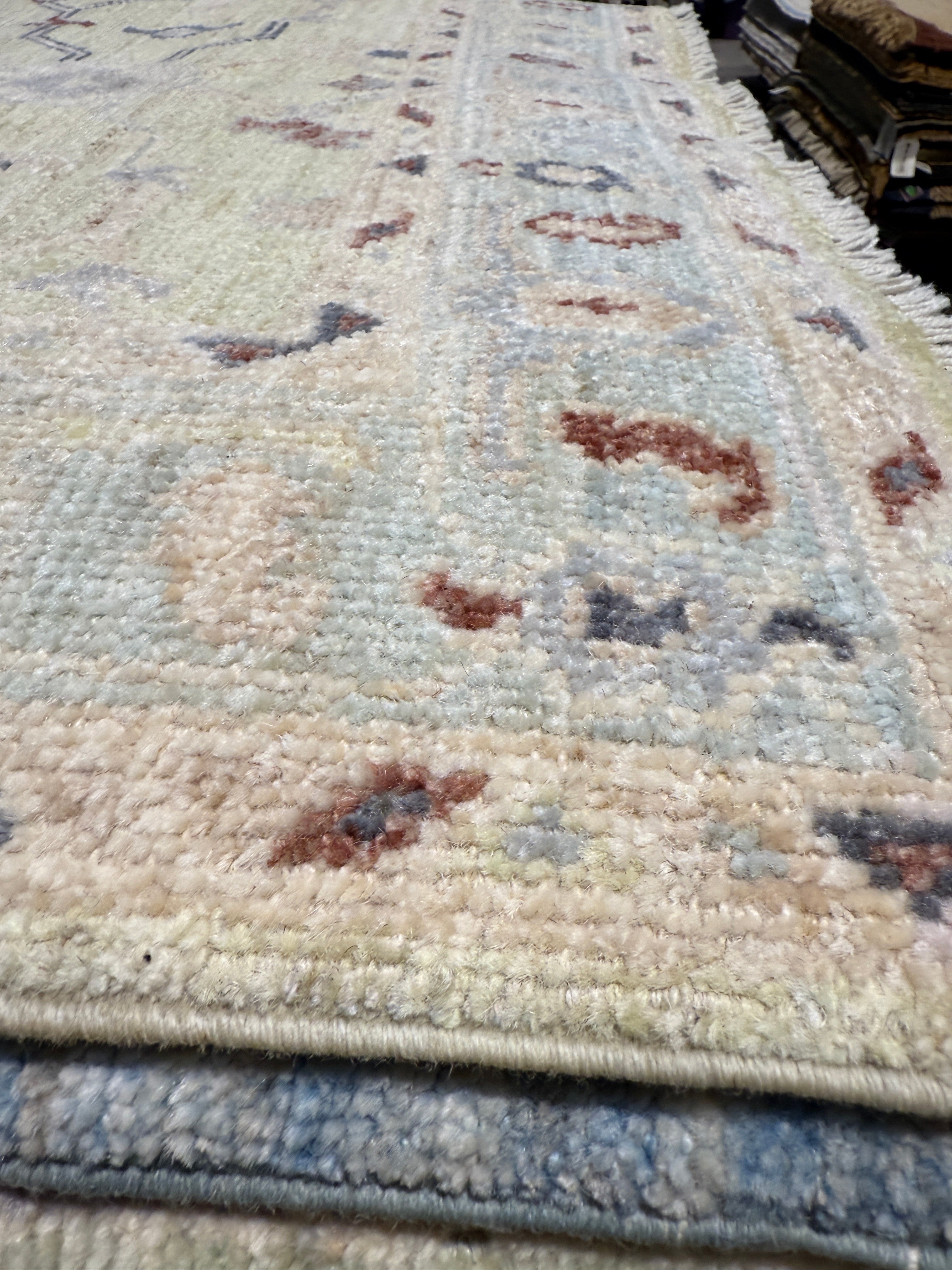 Claudia Perron 2.10x5.1 Light Green Afghani Whitewashed Oushak