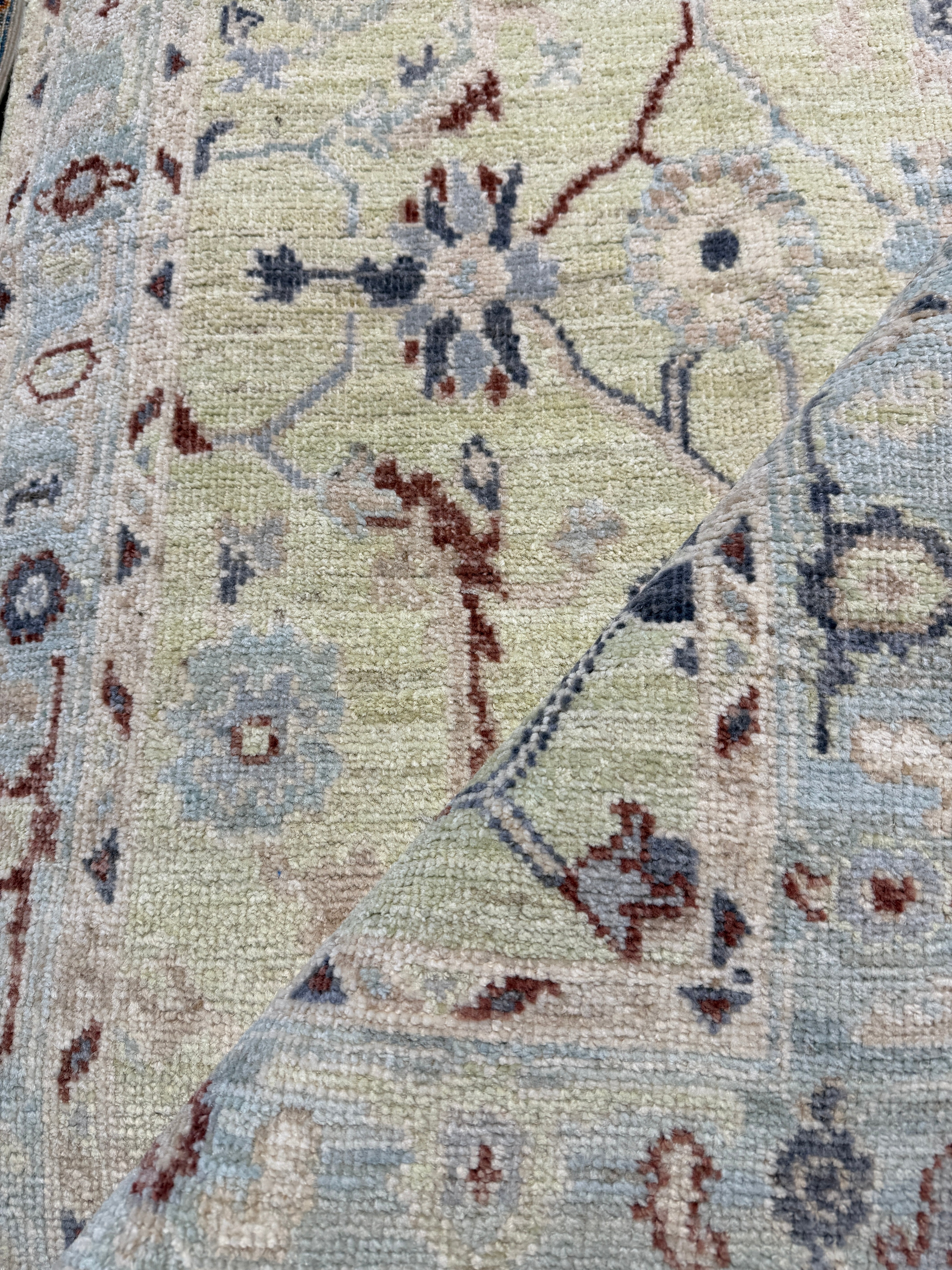 Claudia Perron 2.10x5.1 Light Green Afghani Whitewashed Oushak