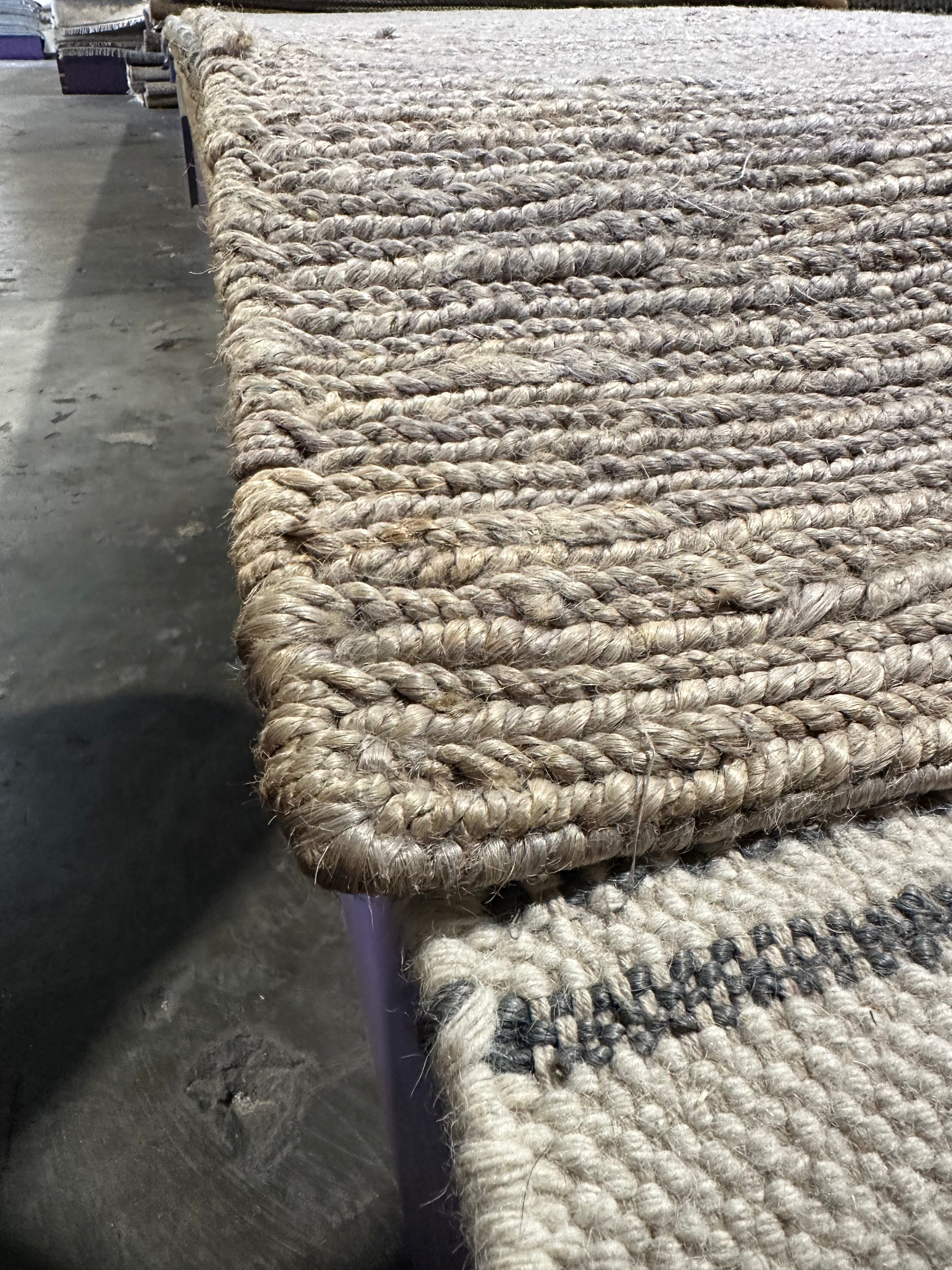 Gloria Stivic 10x14 Lavender Silver Grey Jute Rug