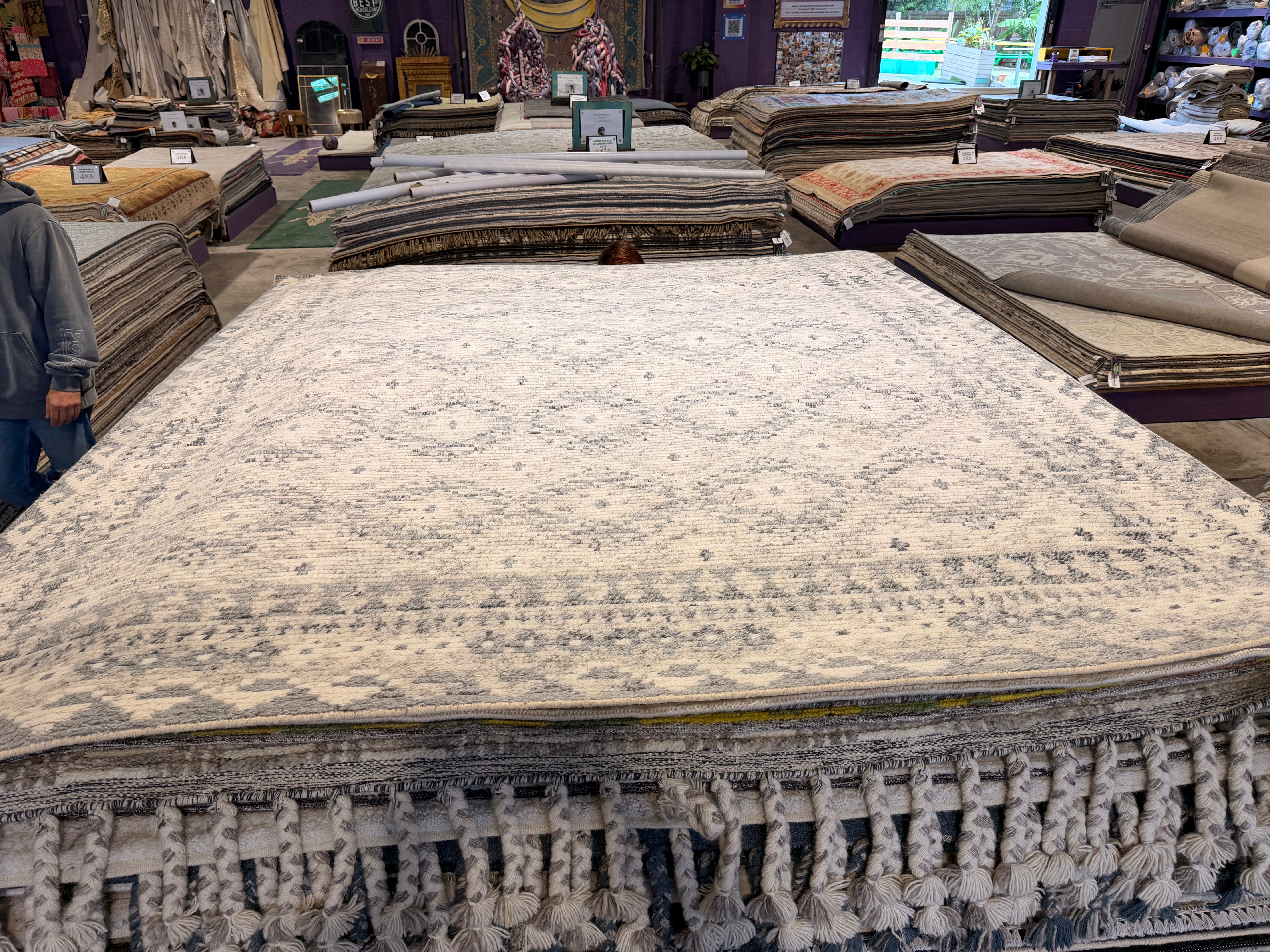 Jemaine Clement 8.3X10 Hand-Knotted Ivory and Grey Oushak