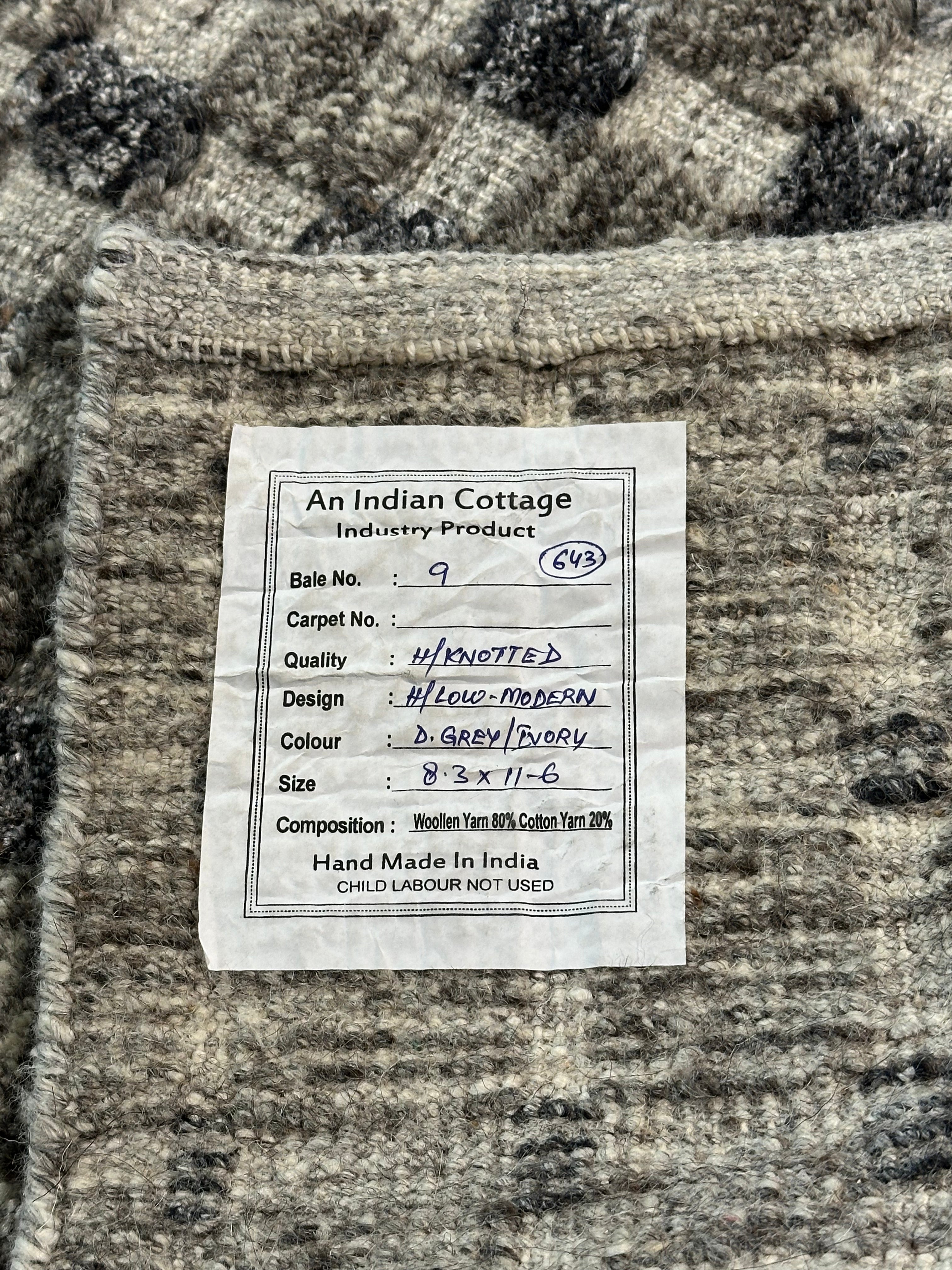 Bradford 8.3x11.6 Hand-Knotted Silver & Grey High Low