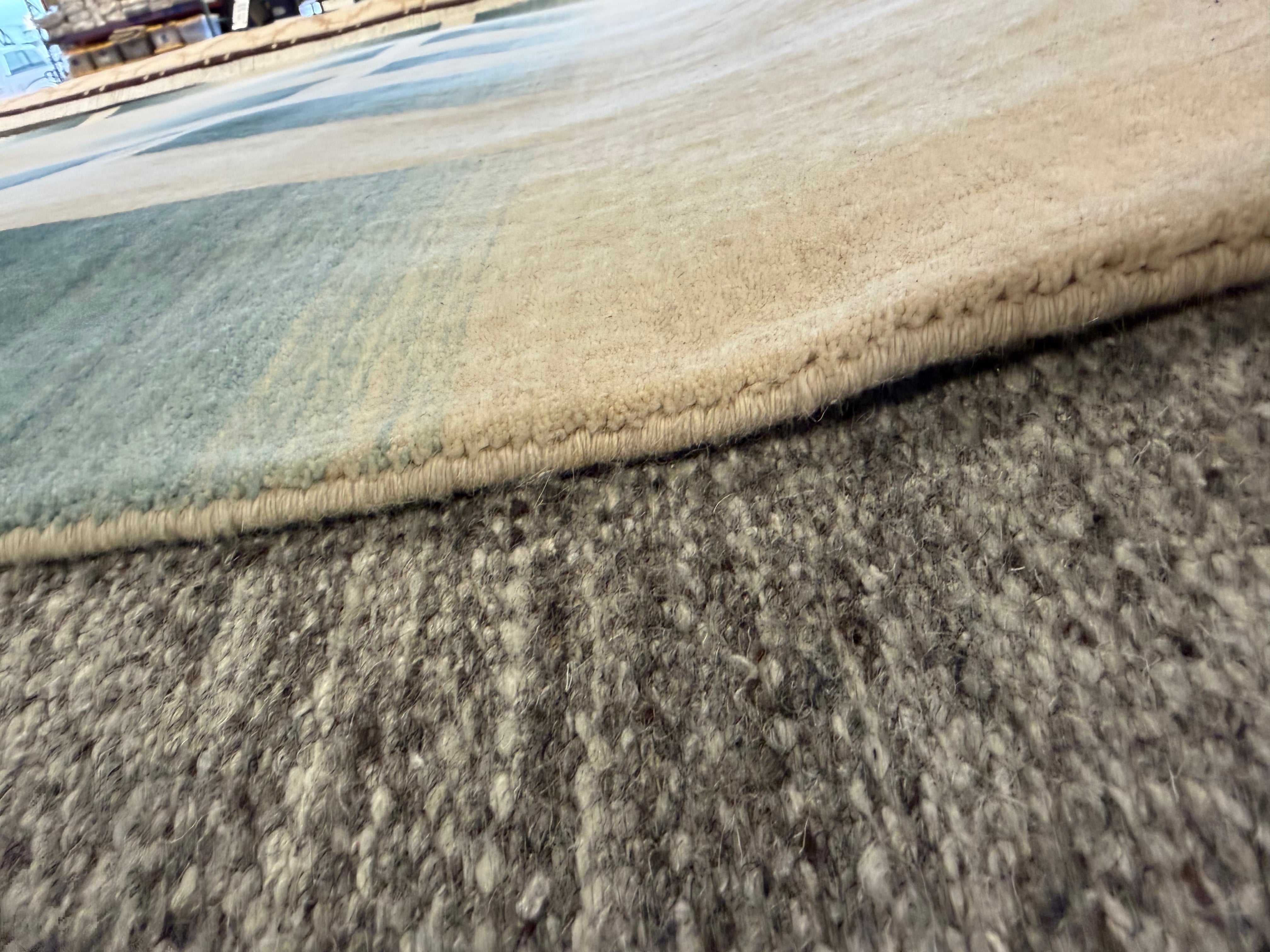 Patti 8x11 Ivory and Blue Handwoven Modern Rug