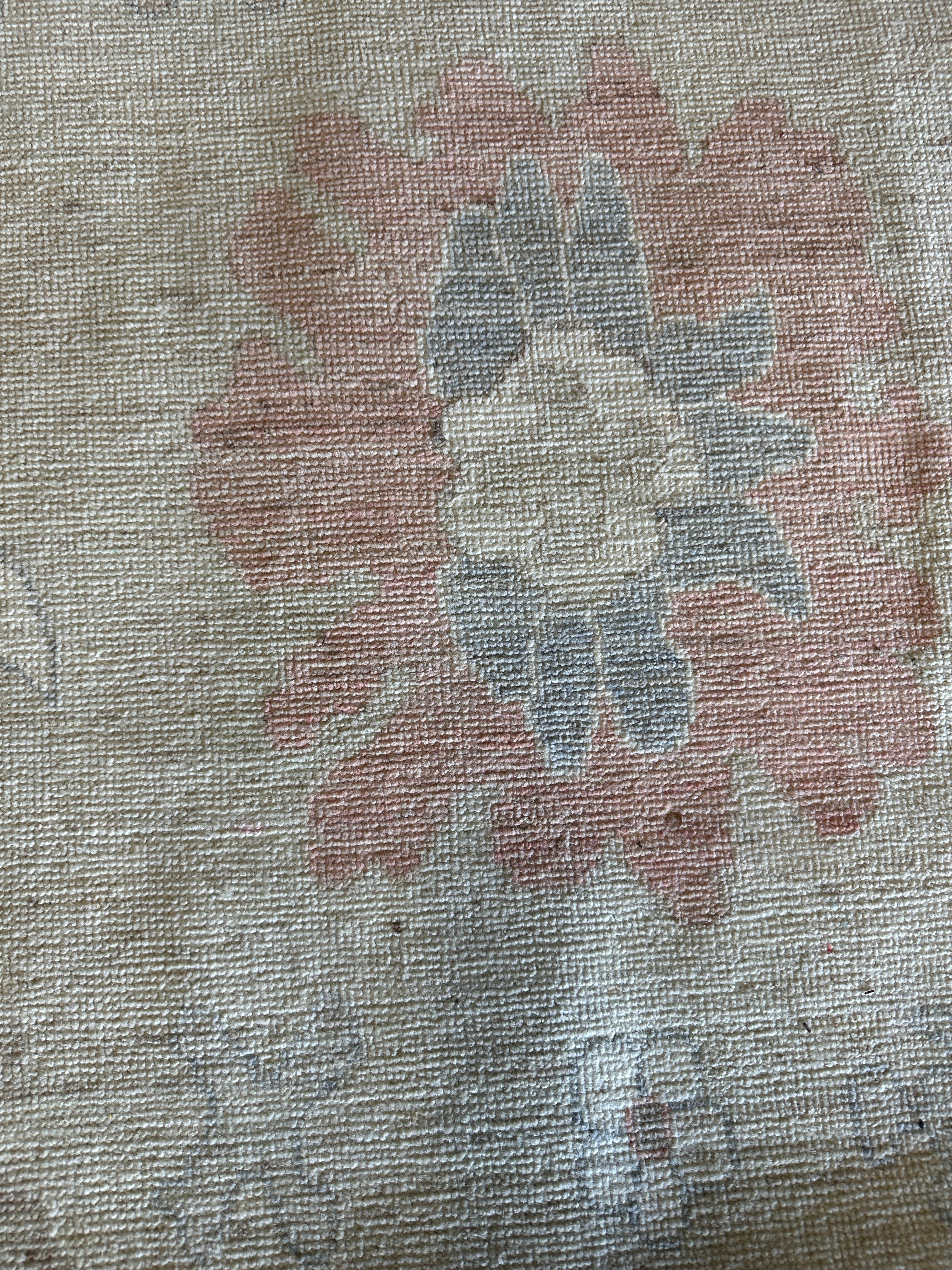 Simone DeWitt 8.10x11.11 Cream and Pink Whitewashed Afghani Oushak
