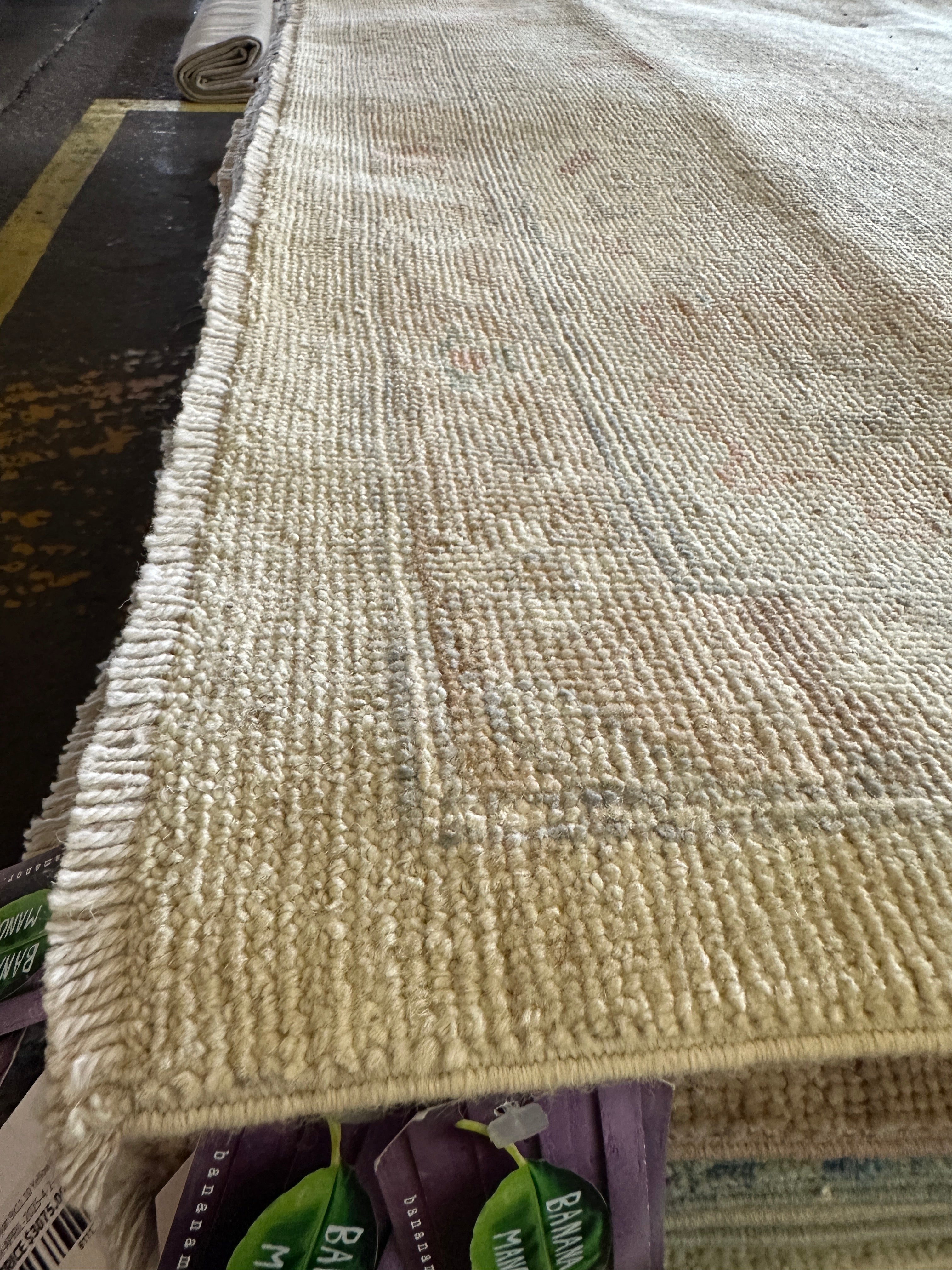 Simone DeWitt 8.10x11.11 Cream and Pink Whitewashed Afghani Oushak