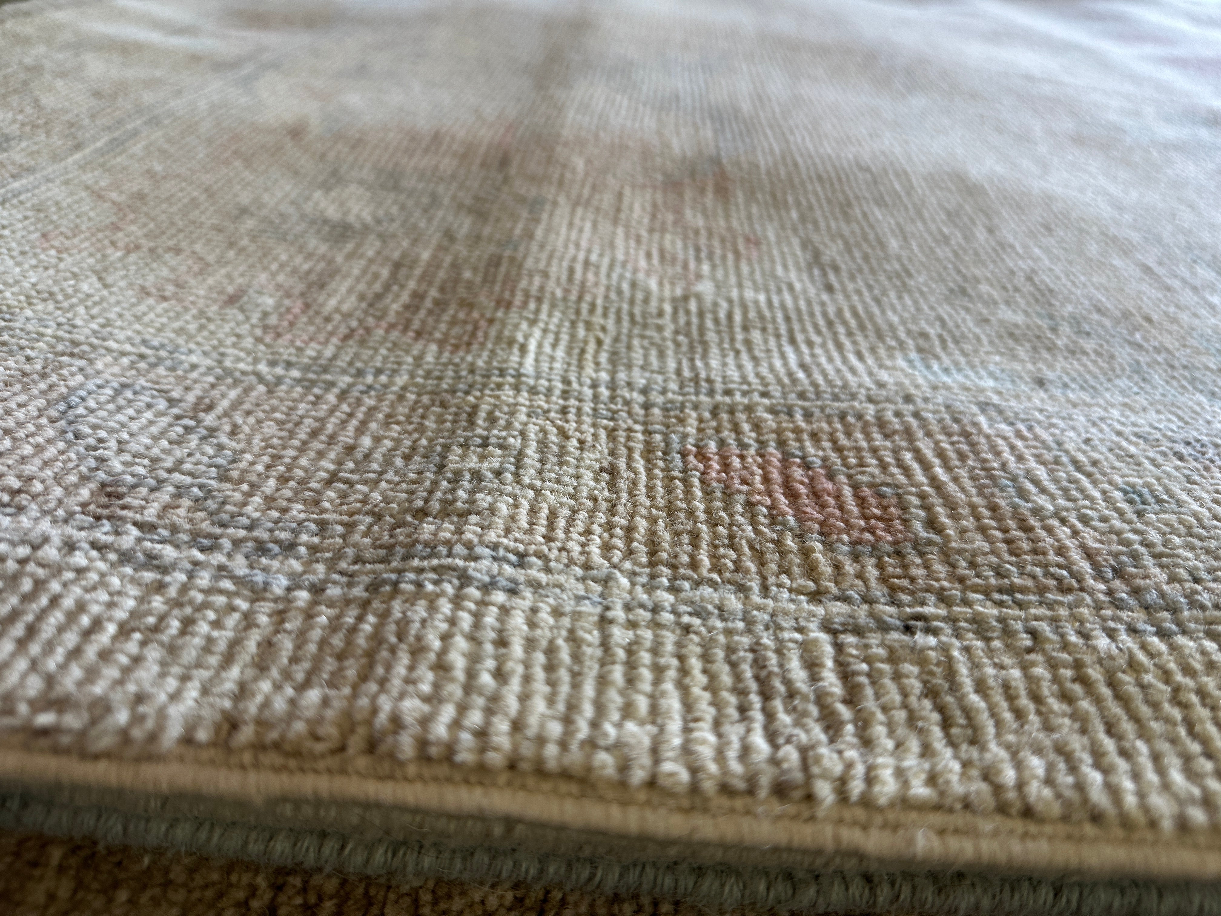 Simone DeWitt 8.10x11.11 Cream and Pink Whitewashed Afghani Oushak