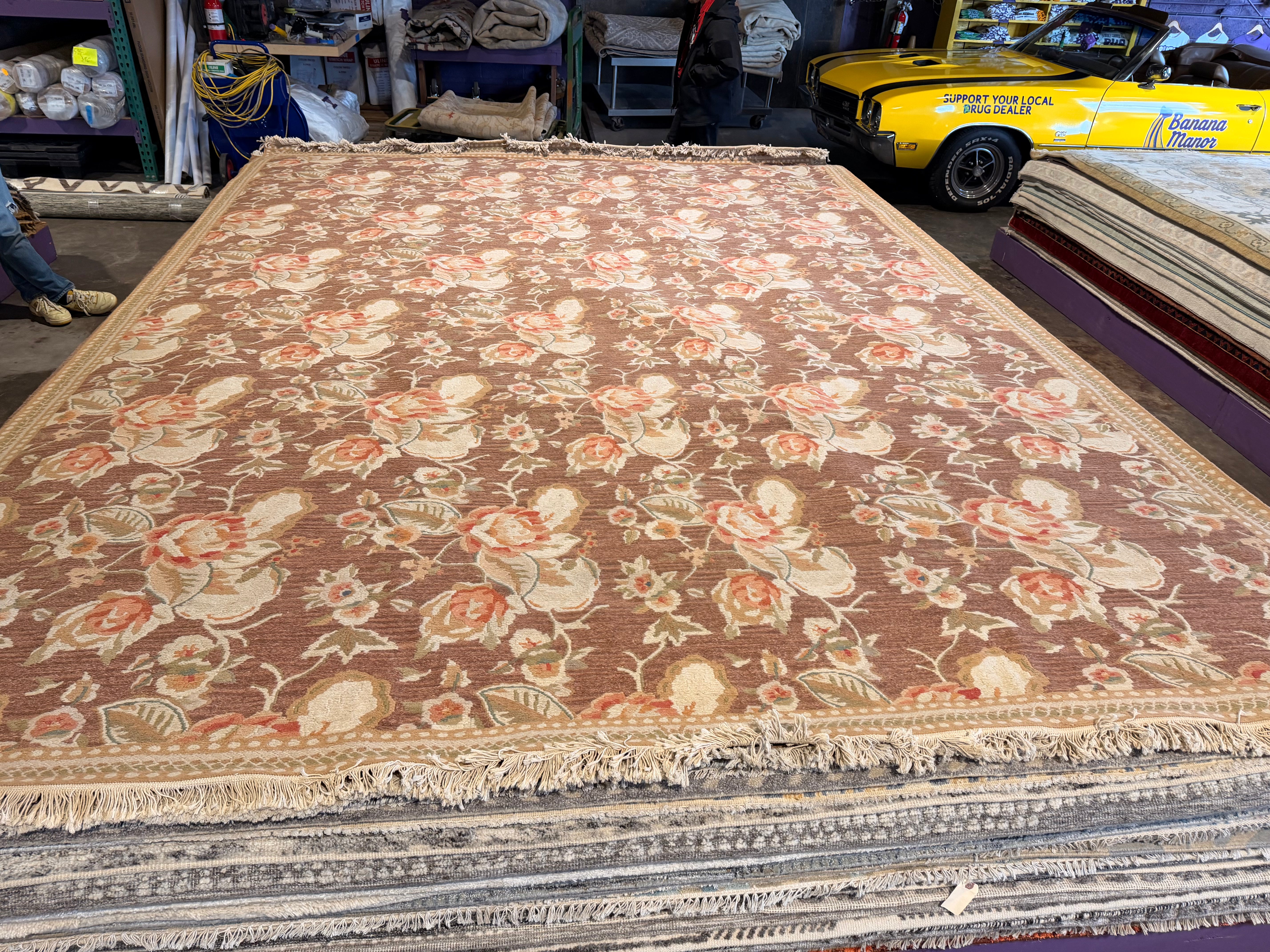 French Market Brown and Bashful Handwoven Soumak Rug (Multiple Sizes) CLEARANCE