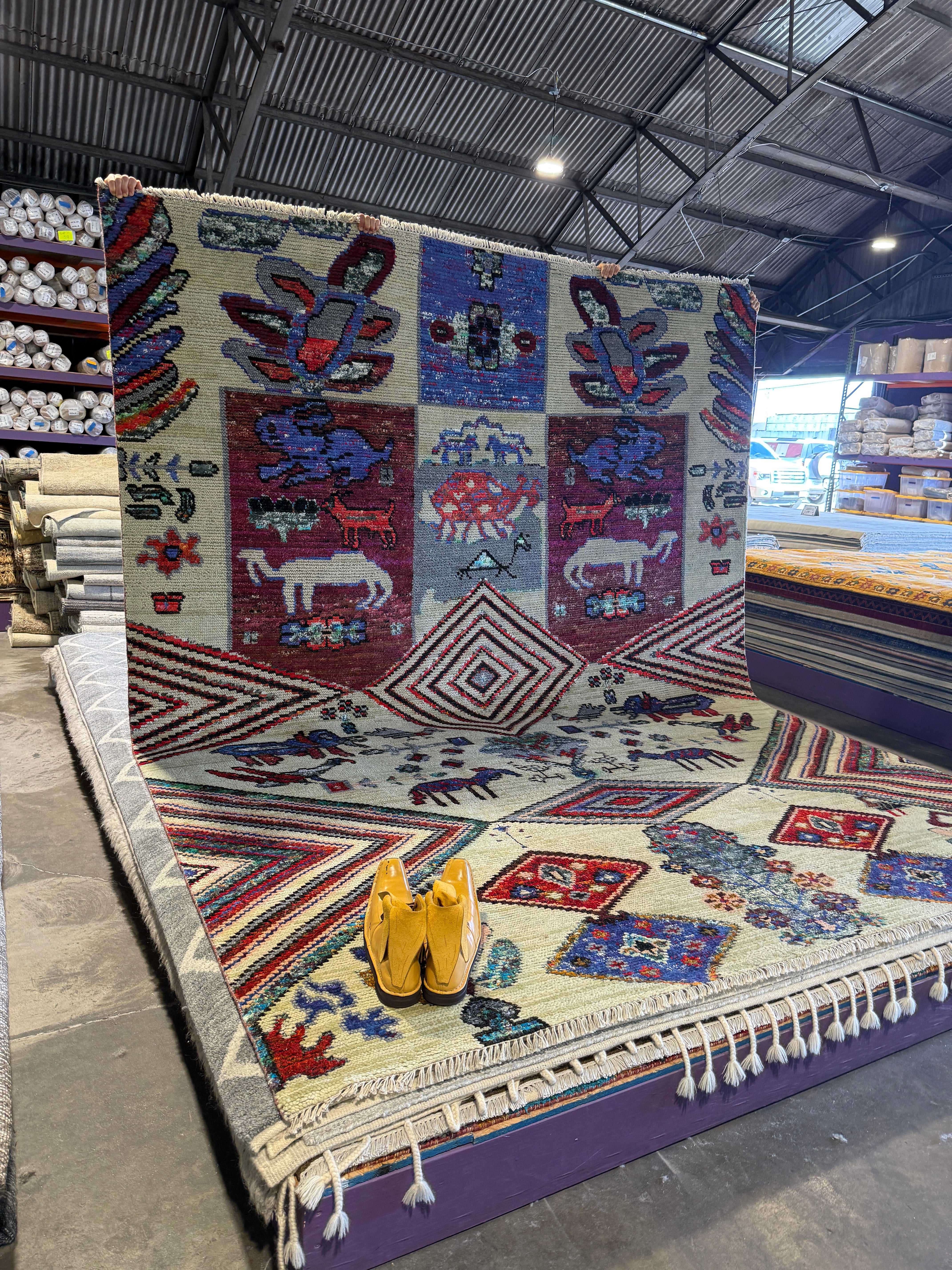 Zach Shallcross 9x11.9 Hand Knotted Beige Mix High Low