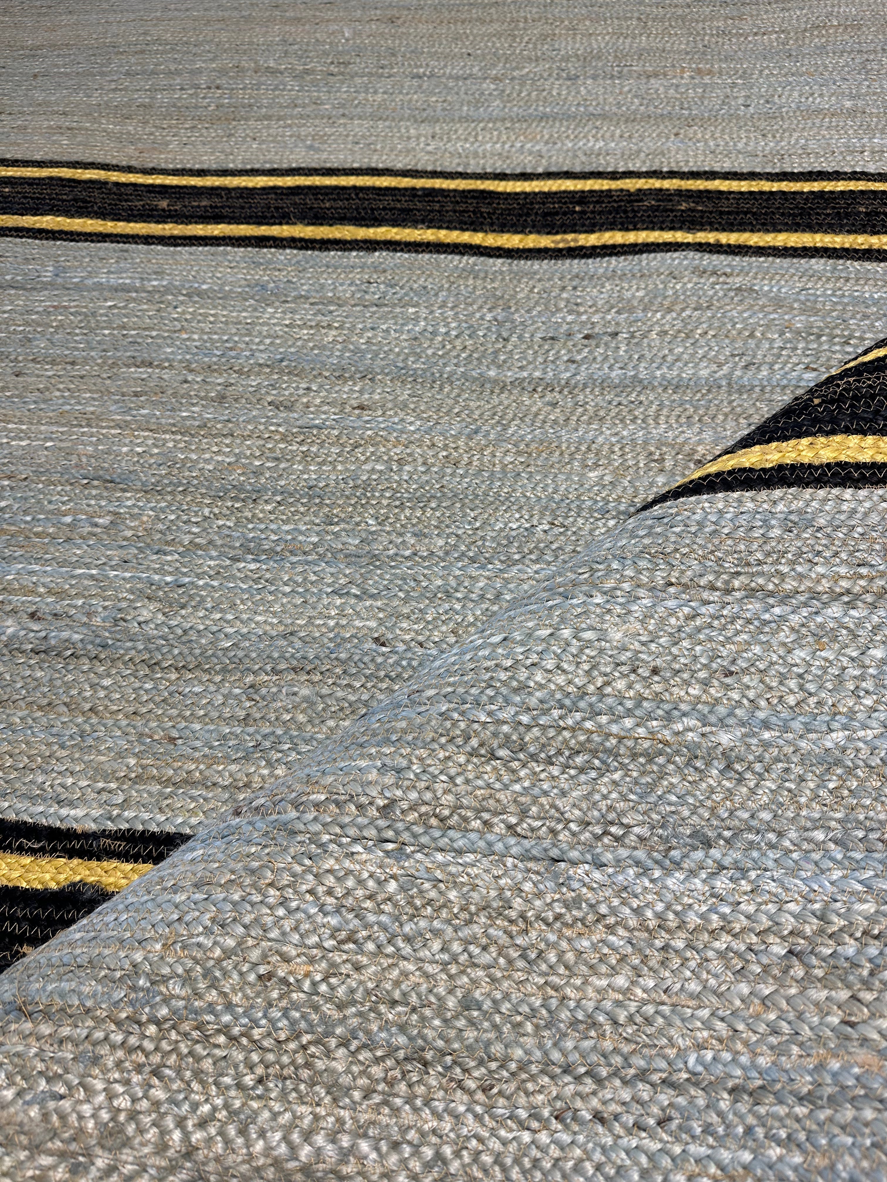 Murphy 'Murph' Dunne 9x12.6 Handwoven Light Green Striped Jute Rug