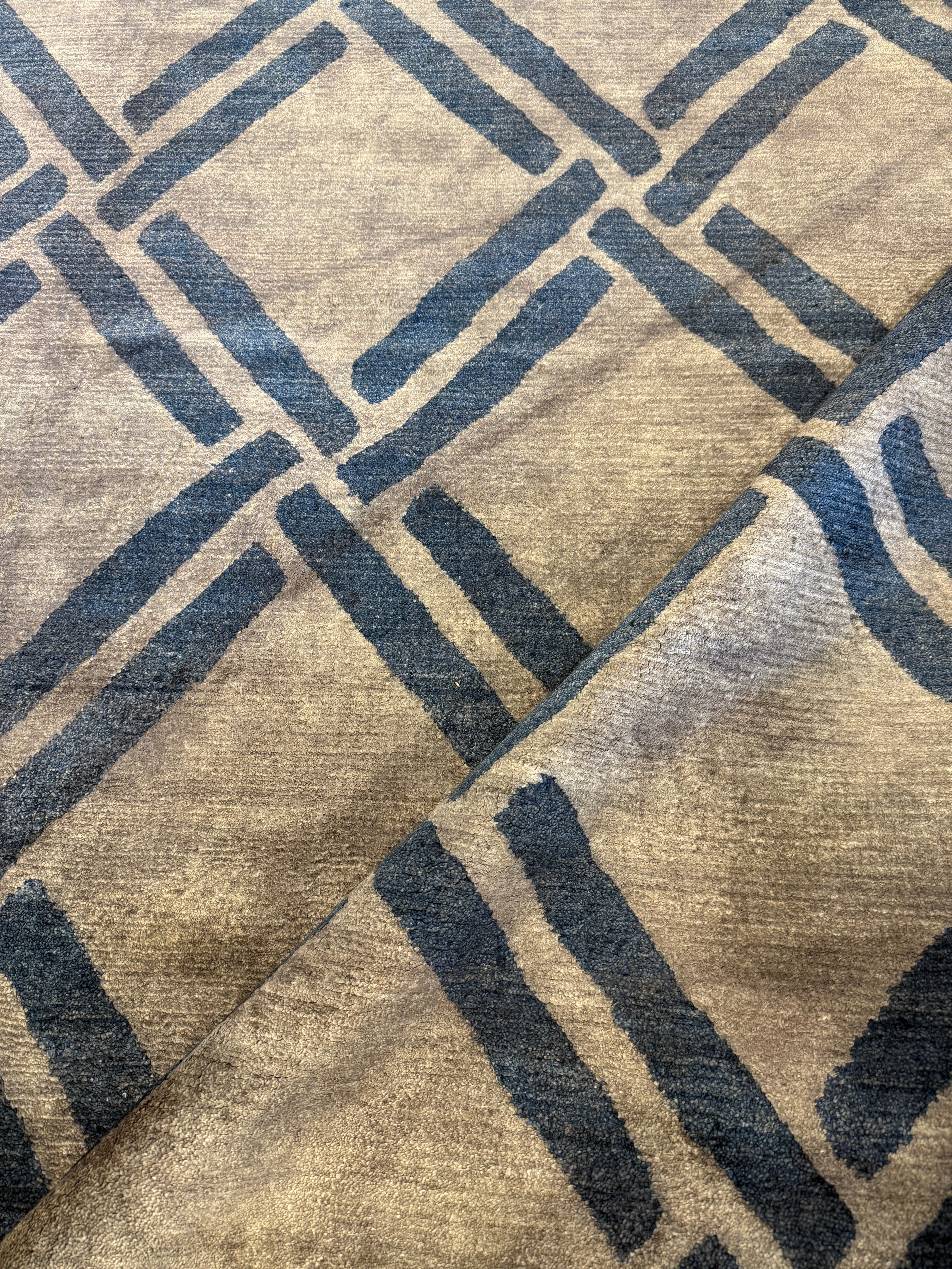 Coletta 9x11.6 Grey & Blue Hand-Knotted