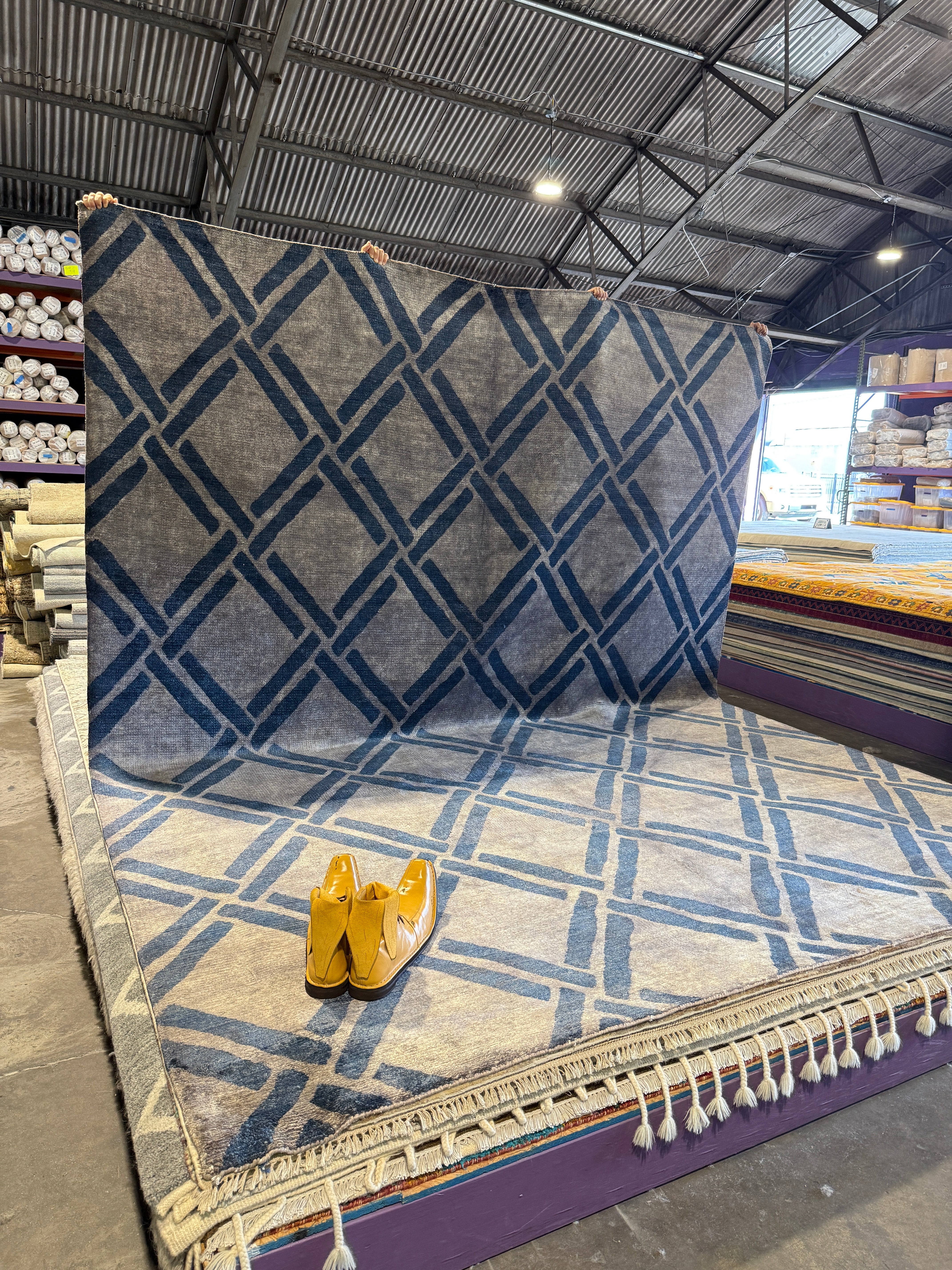 Coletta 9x11.6 Grey & Blue Hand-Knotted