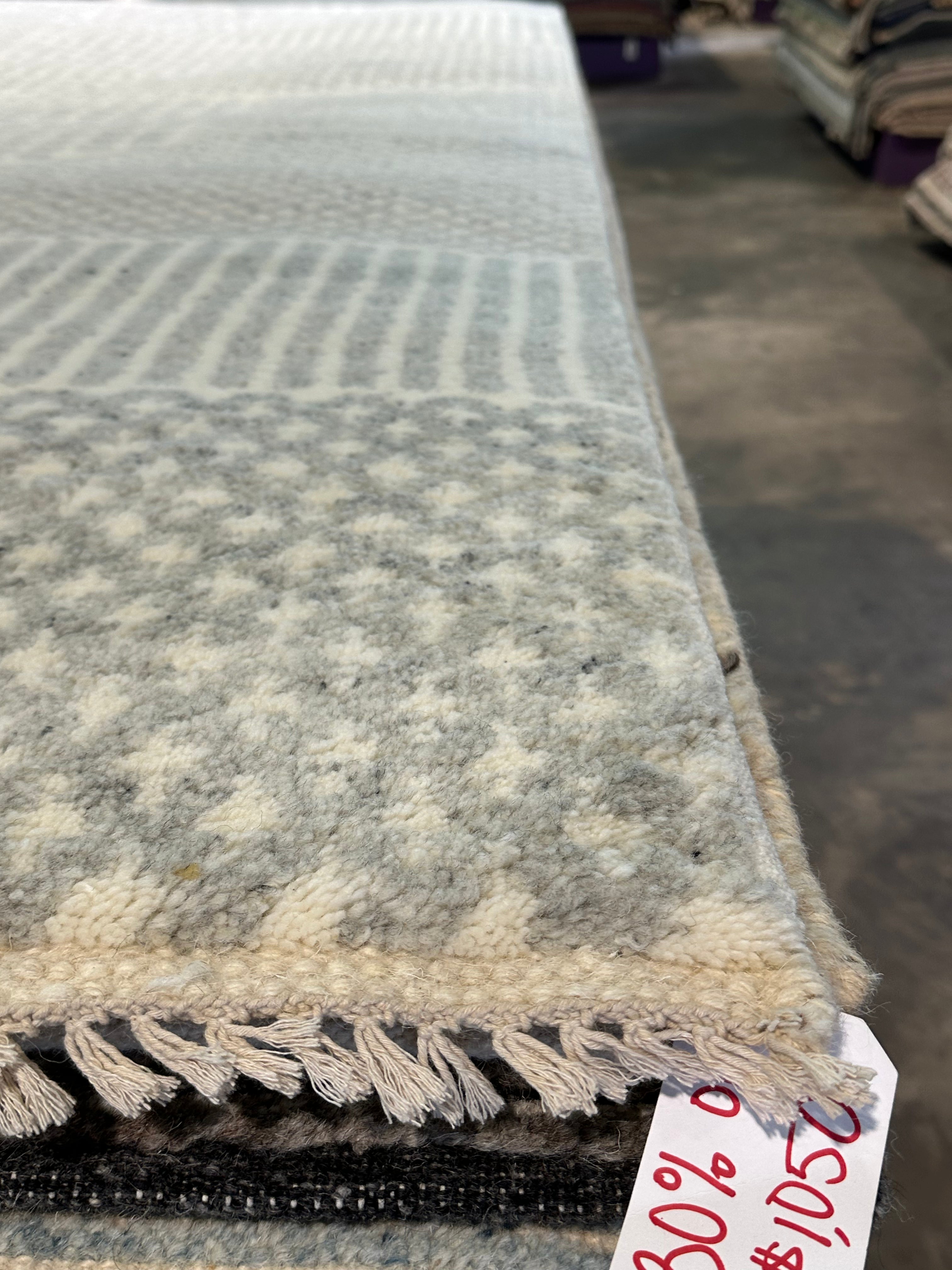 Ray 8.3x10 Hand-Knotted Ivory & Grey High Low