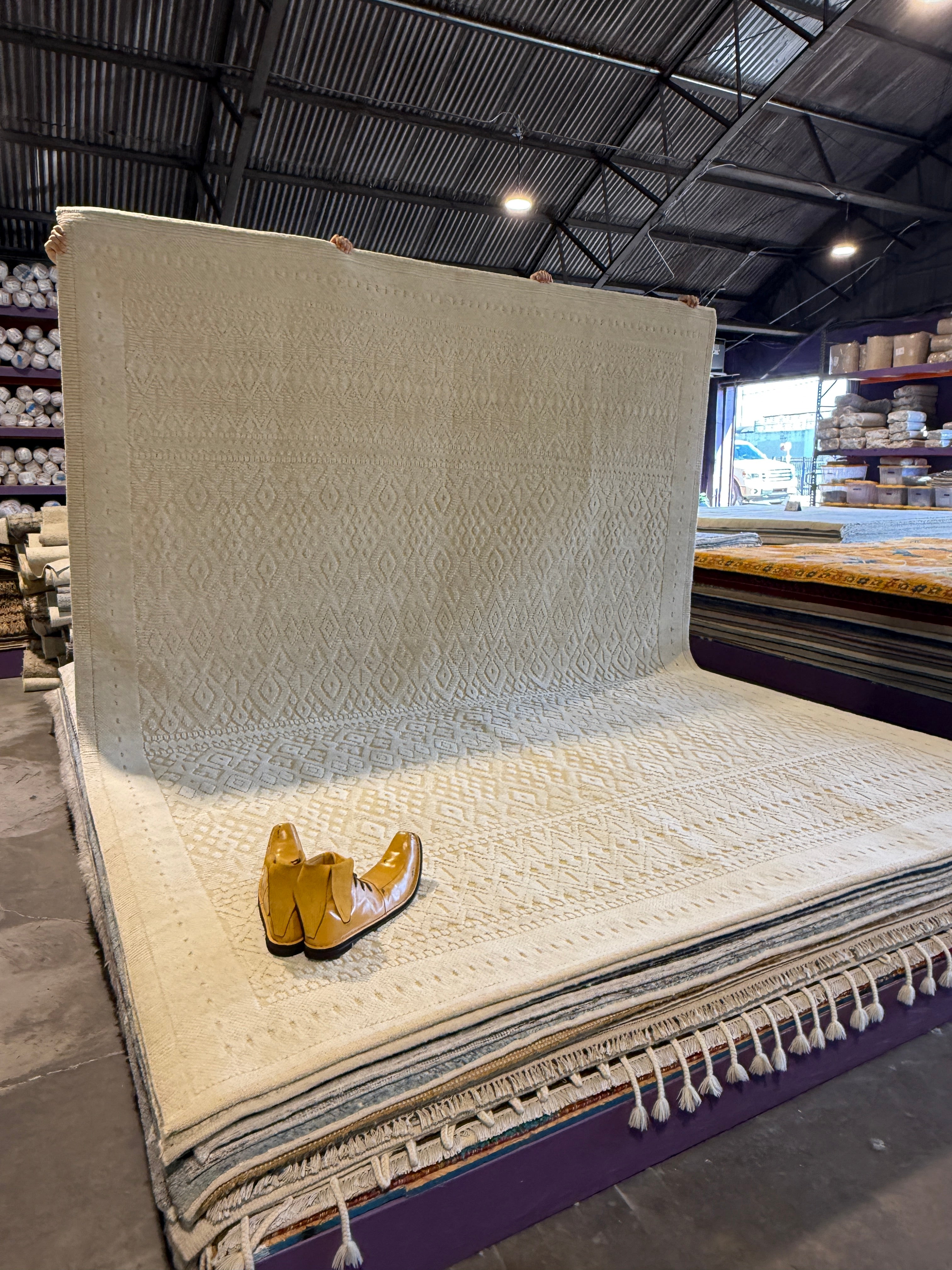 Sergey Bezrukov 9x12 Hand-Knotted Modern Rug Ivory High-Low