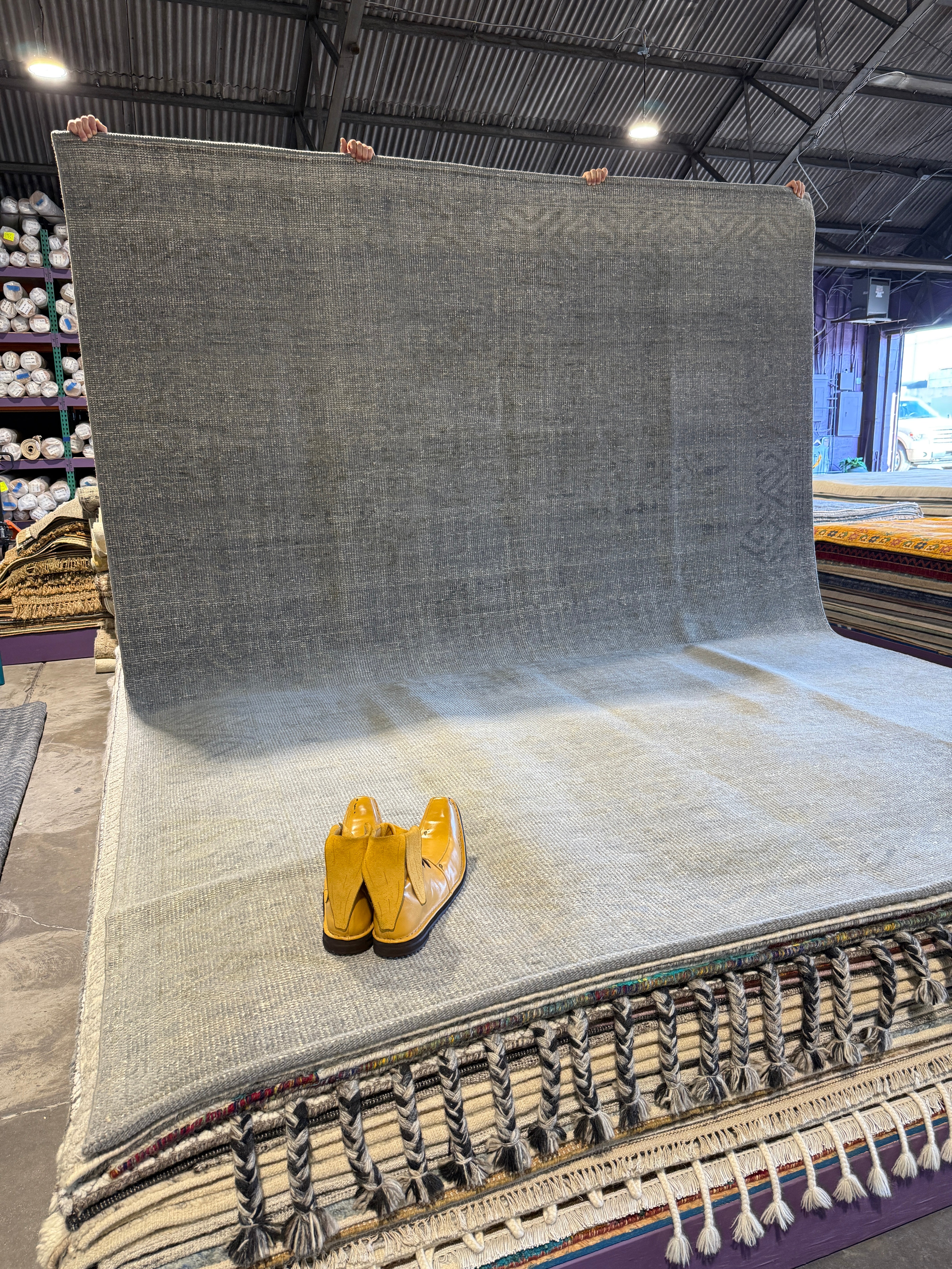 Lanita 9x12 Grey Hand-Knotted Oushak Rug