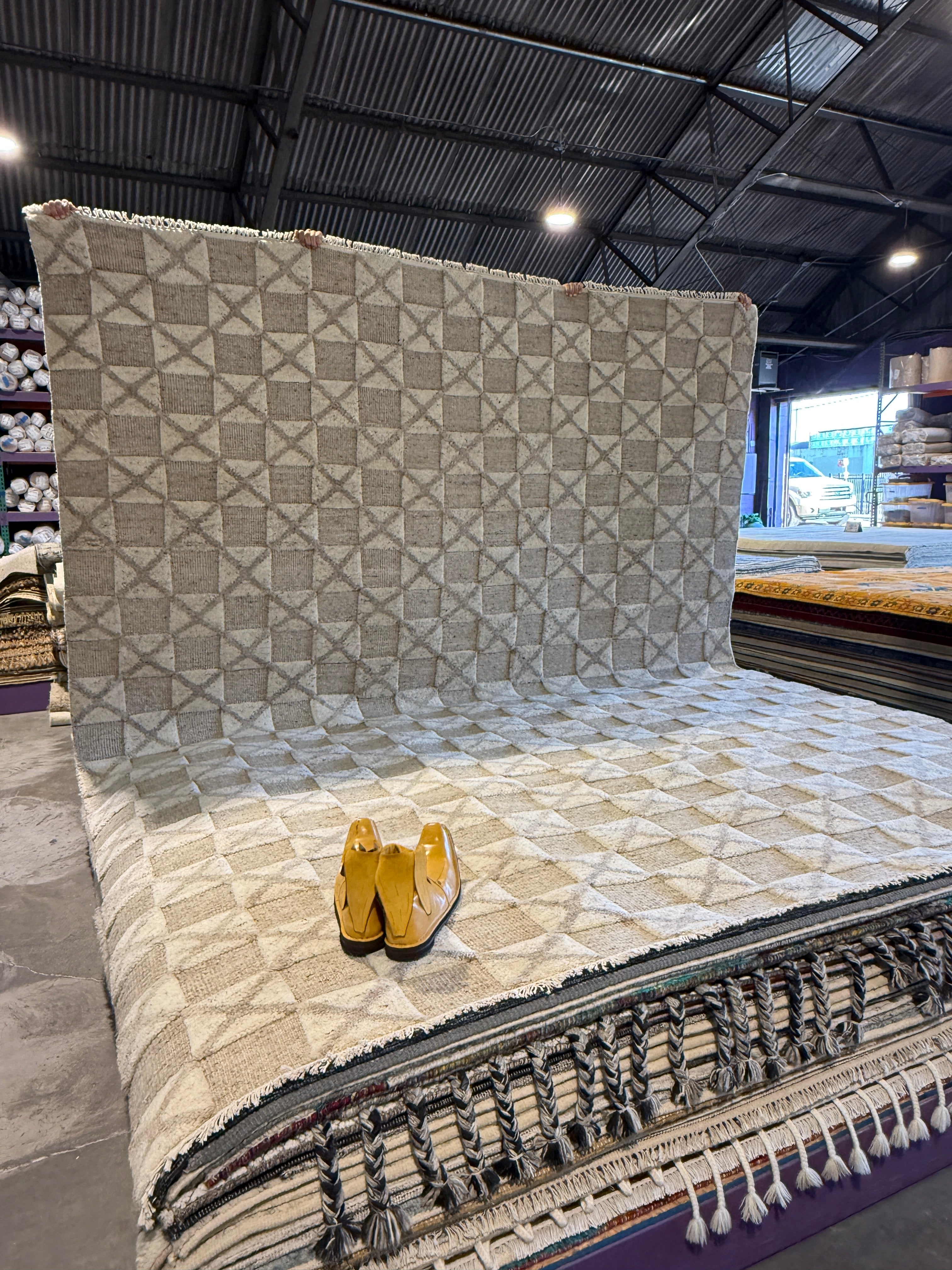 Romain Bonnet Hand-Knotted Modern Abstract Camel and Beige (multiple sizes available)