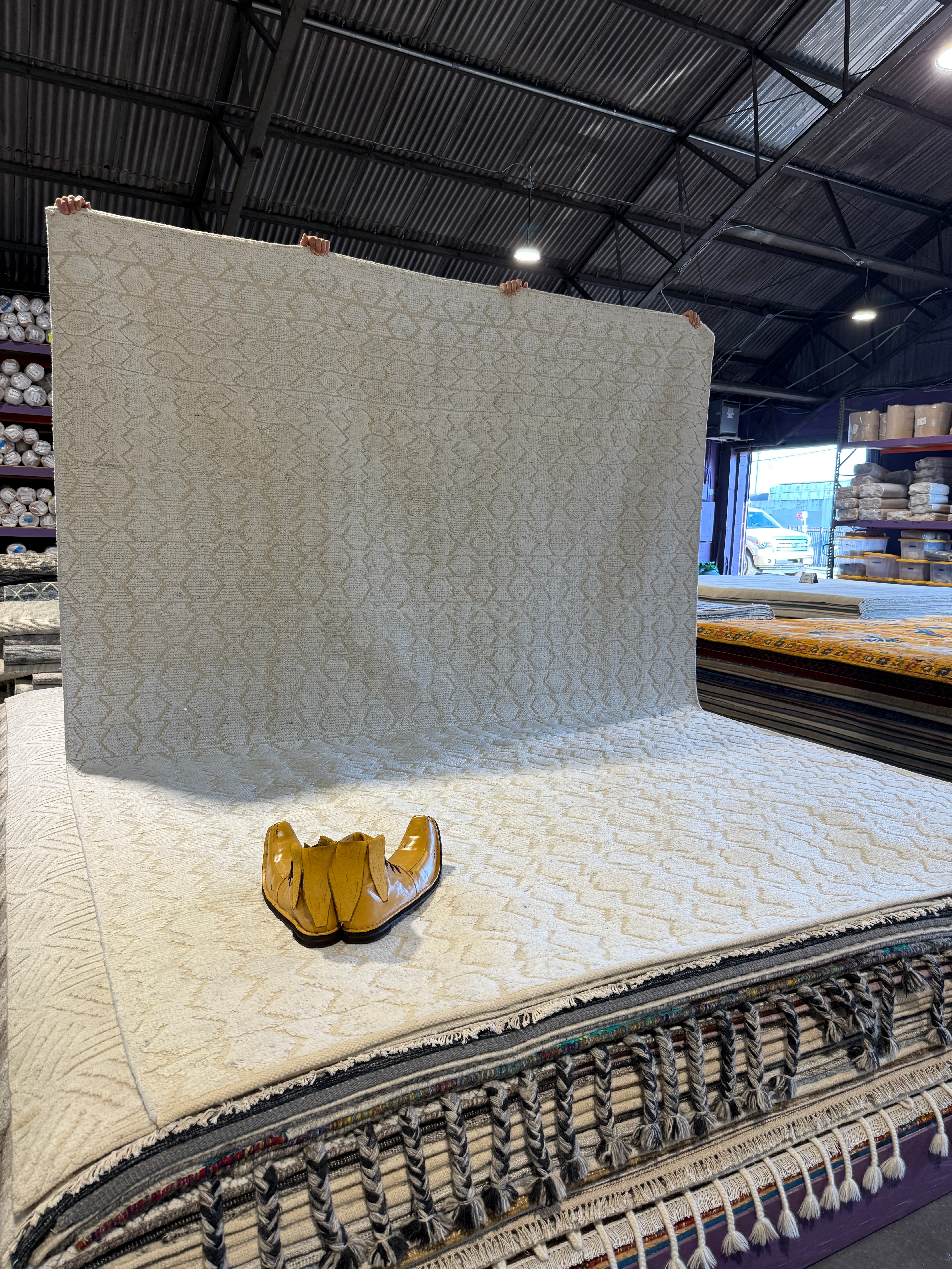 Gina the Misdemeana 8.9x11.9 Ivory Hand-Knotted Modern Rug