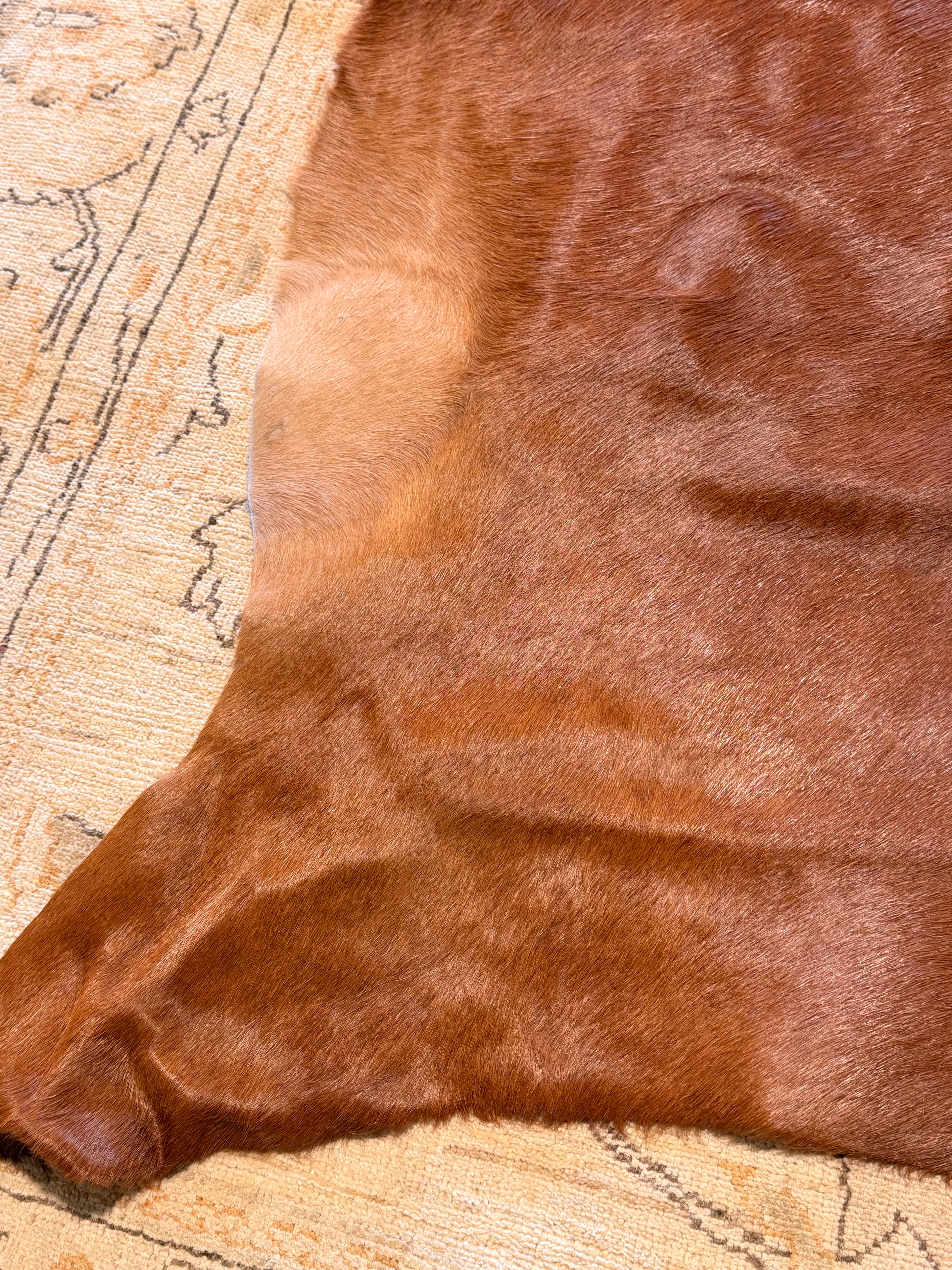 Solid Red Brown 6.7x6.11 Large Cowhide Rug