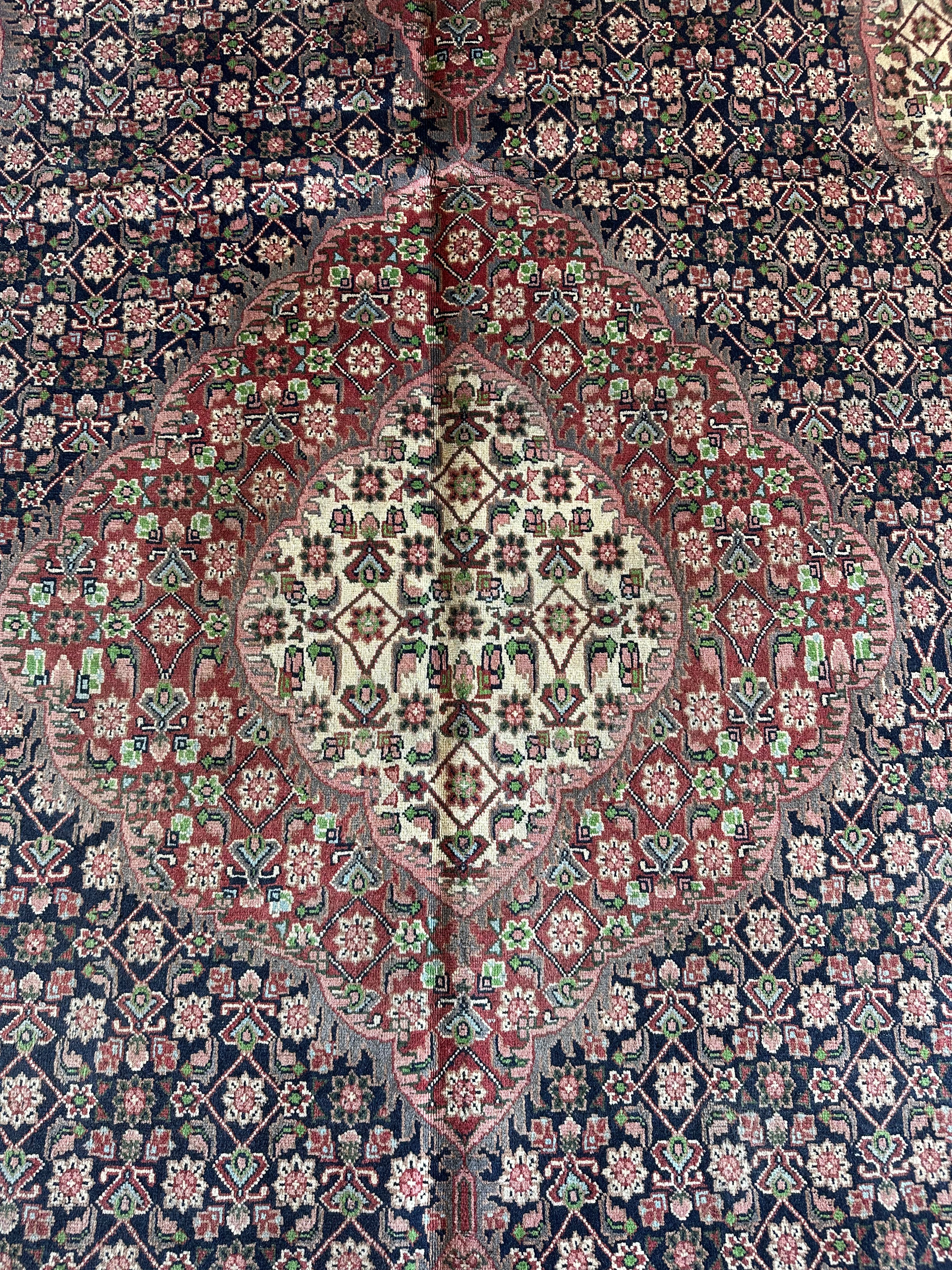 Amanda Bolger 6.5x9.1 Navy and Red Hand-Knotted Persian Rug