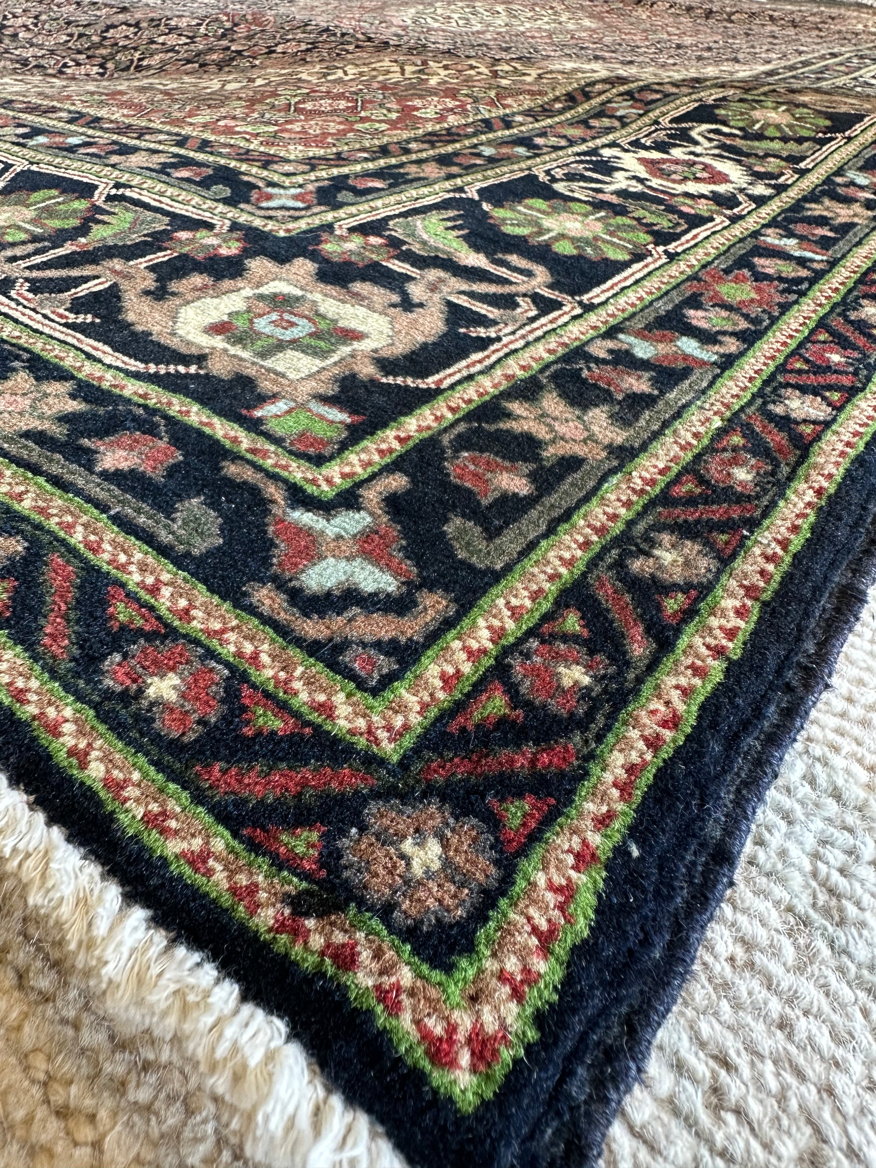 Amanda Bolger 6.5x9.1 Navy and Red Hand-Knotted Persian Rug