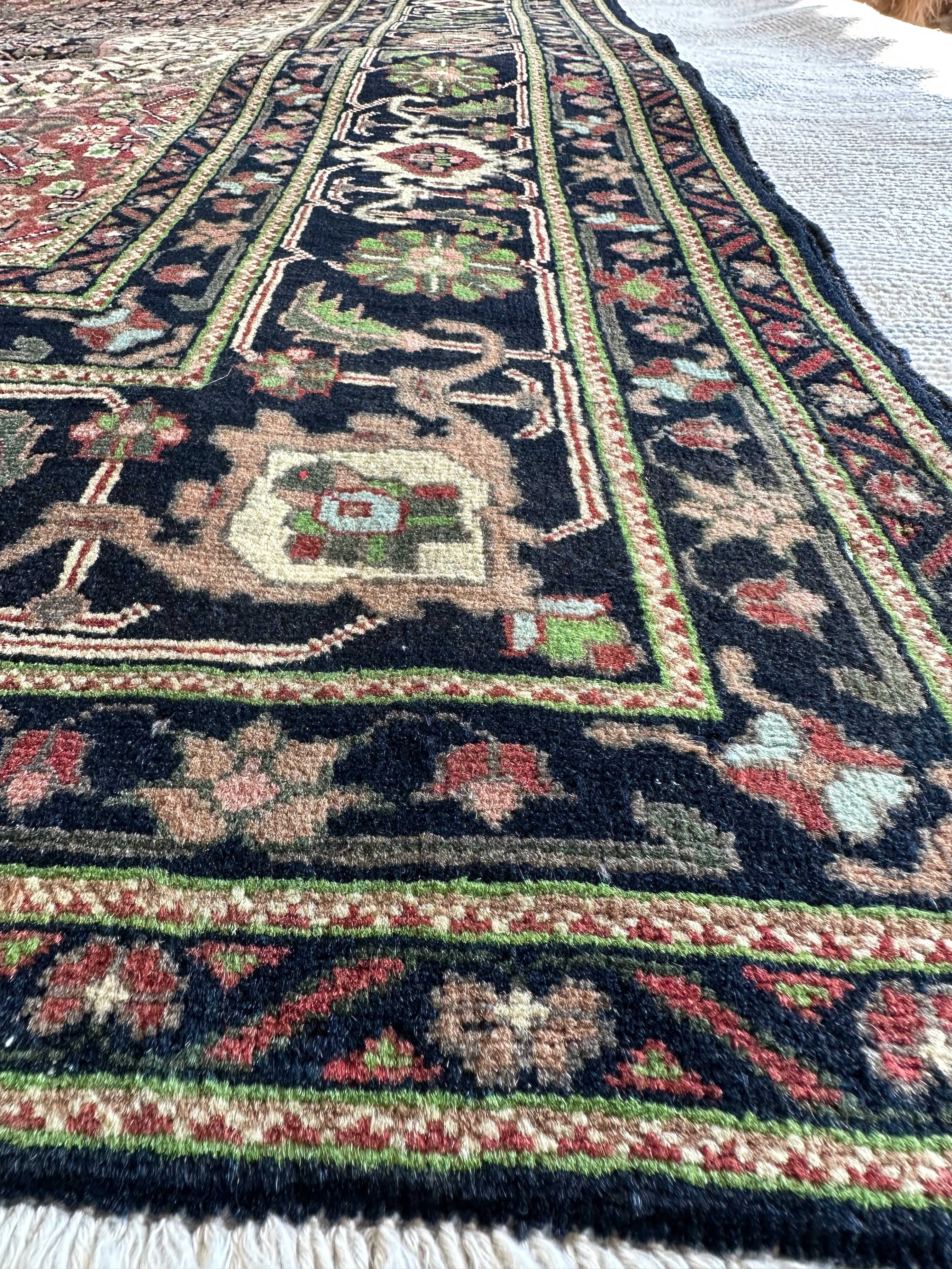 Amanda Bolger 6.5x9.1 Navy and Red Hand-Knotted Persian Rug