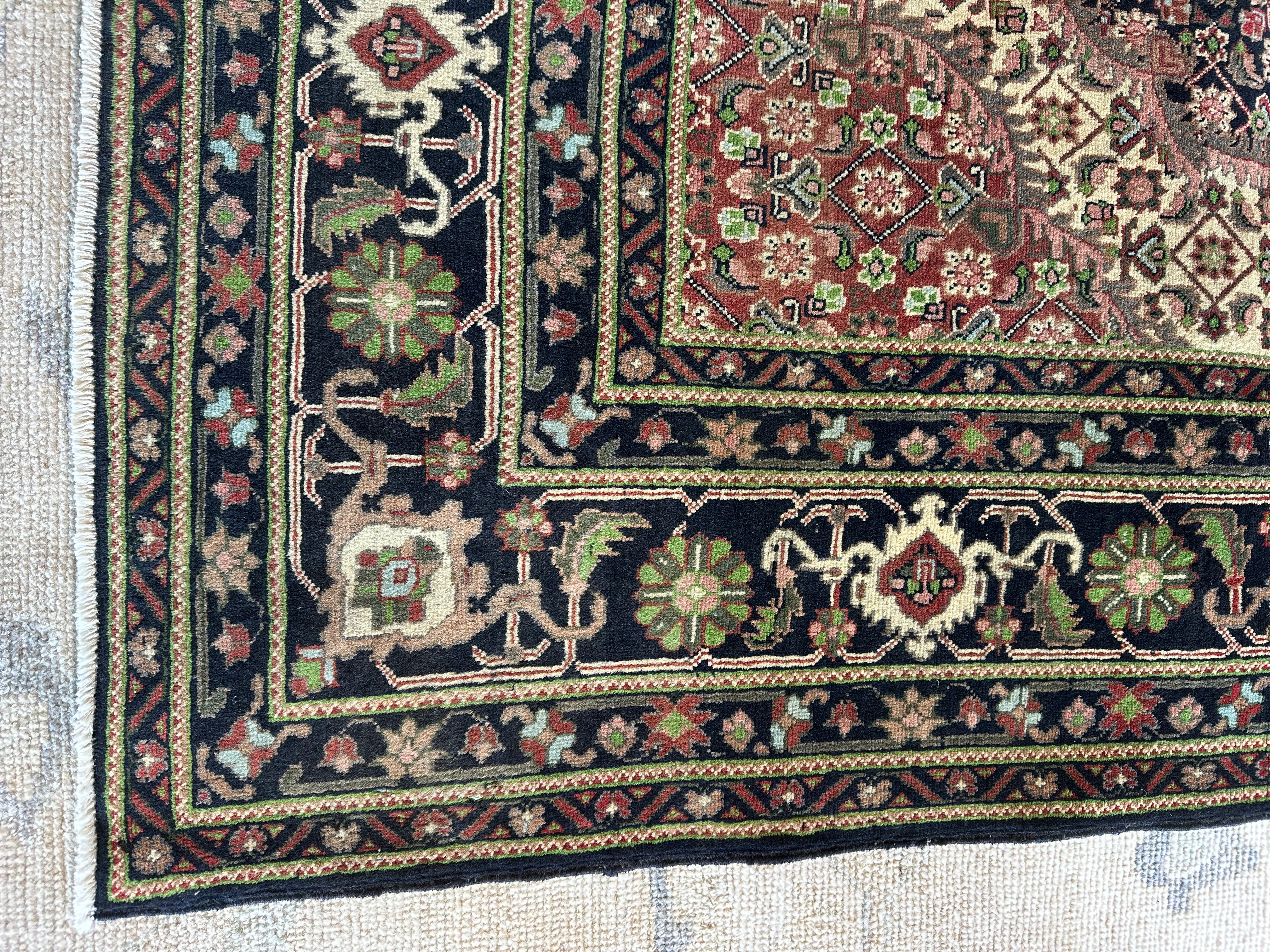 Amanda Bolger 6.5x9.1 Navy and Red Hand-Knotted Persian Rug