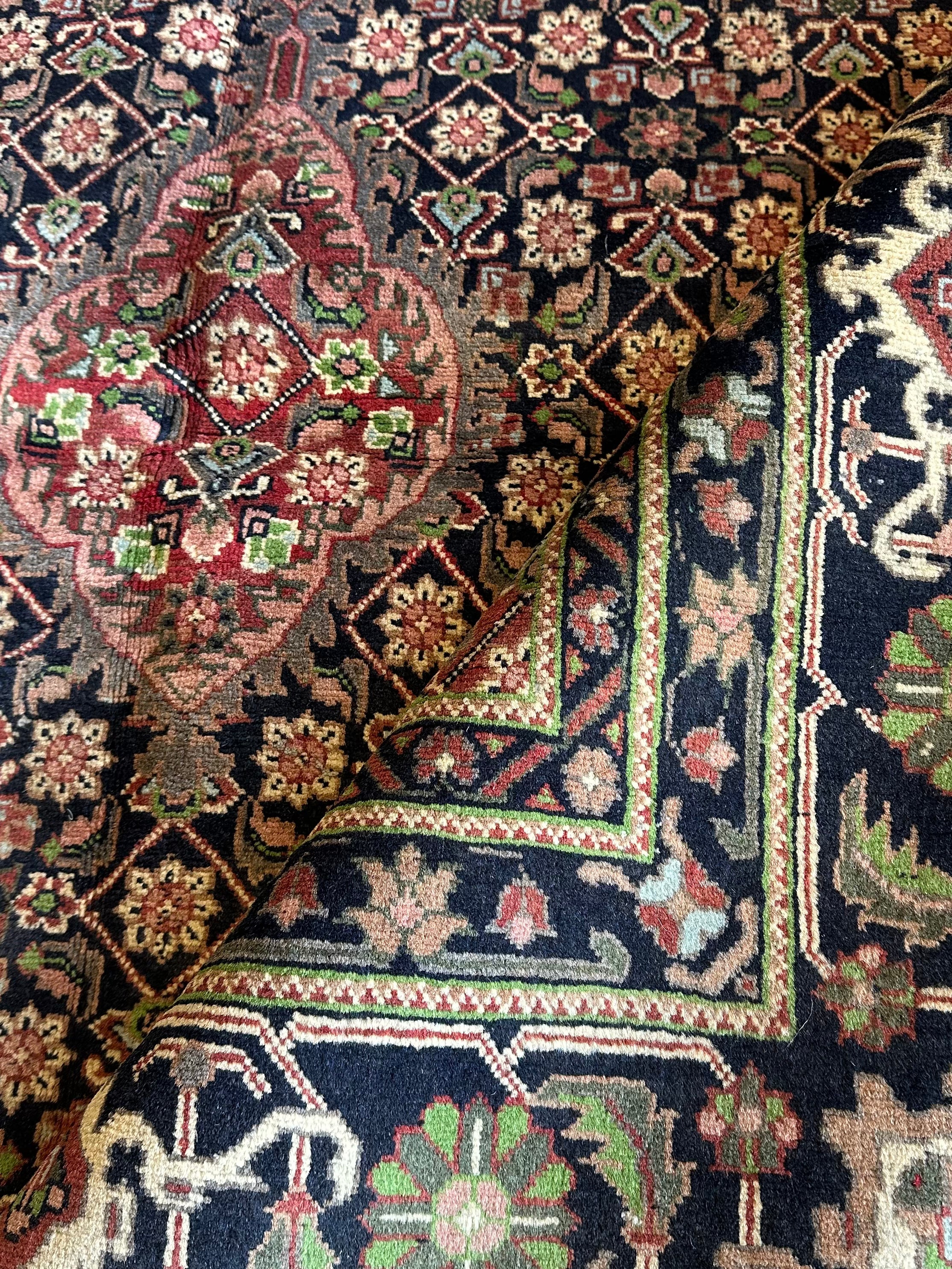 Amanda Bolger 6.5x9.1 Navy and Red Hand-Knotted Persian Rug