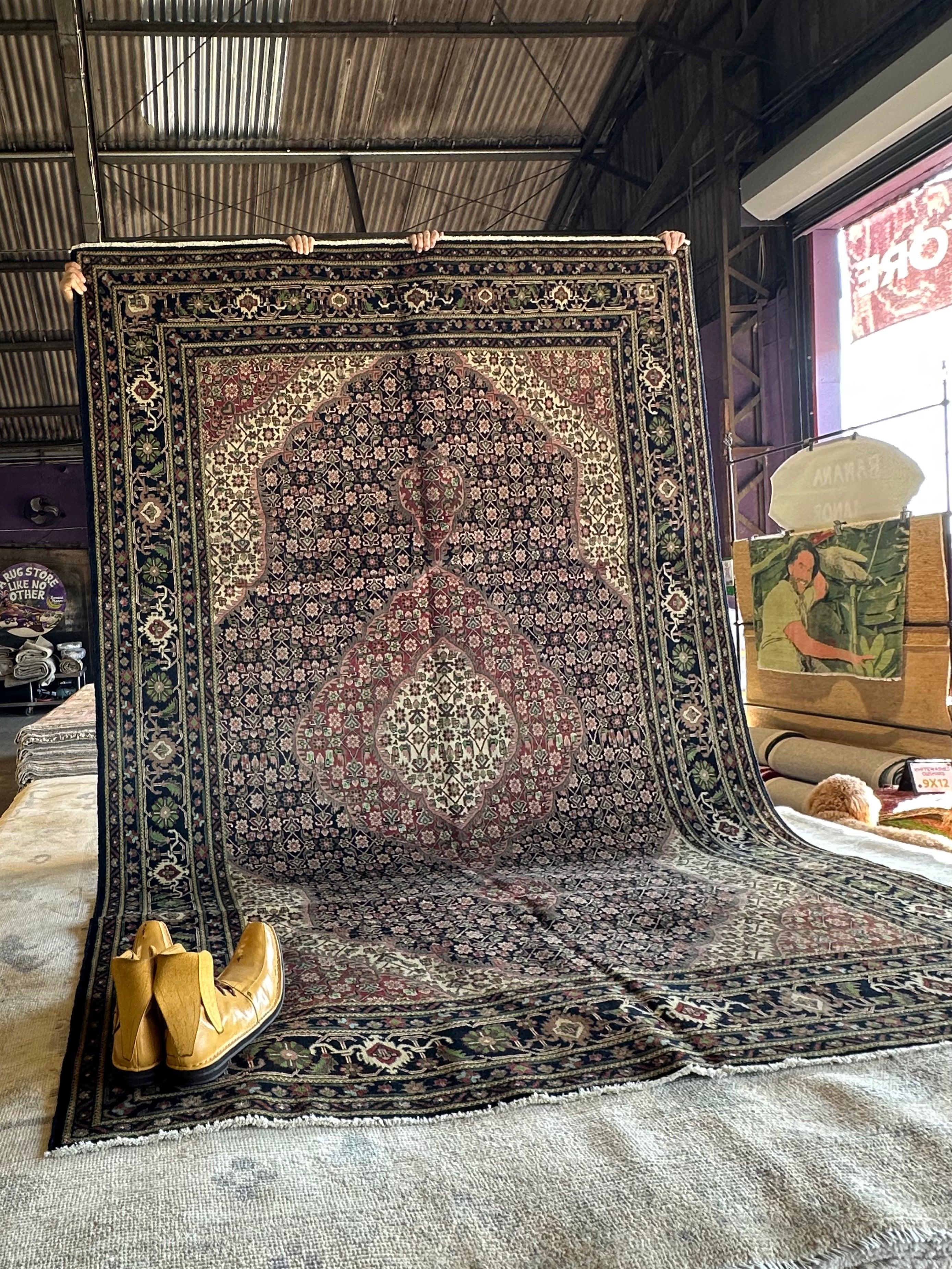 Amanda Bolger 6.5x9.1 Navy and Red Hand-Knotted Persian Rug