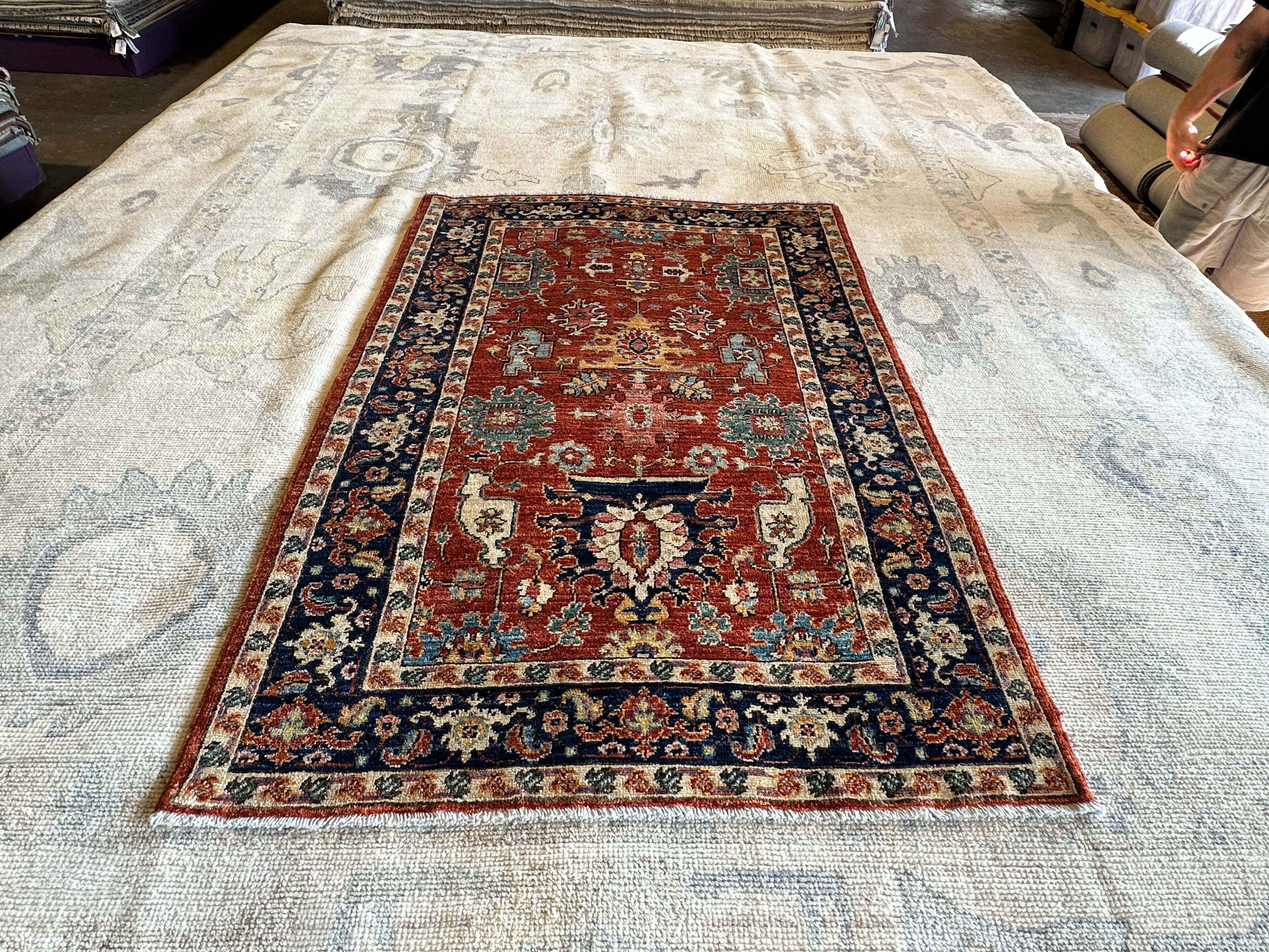 Olivia Dame 3.2x4.10 Red Hand-Knotted Humna Rug