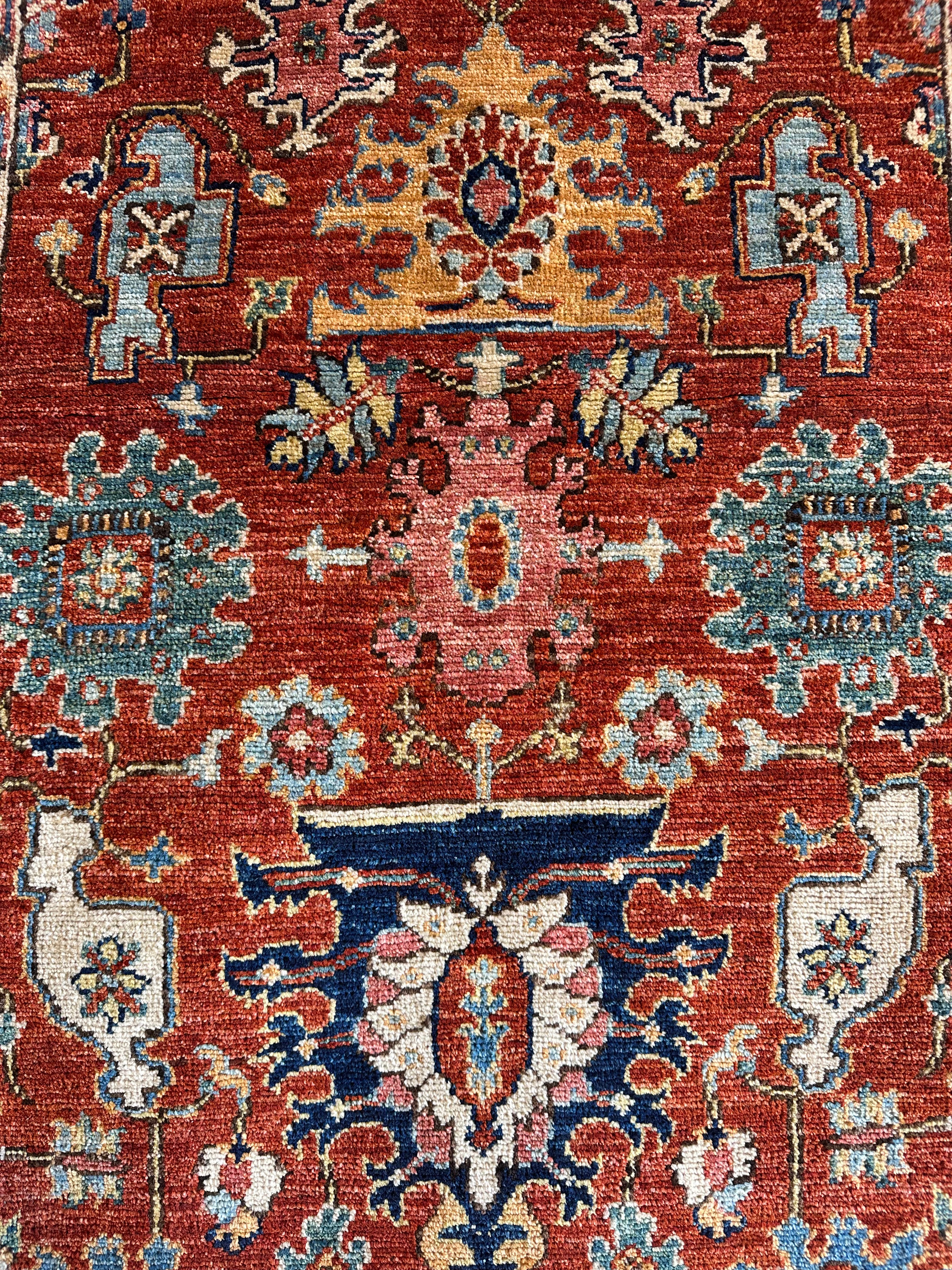 Olivia Dame 3.2x4.10 Red Hand-Knotted Humna Rug