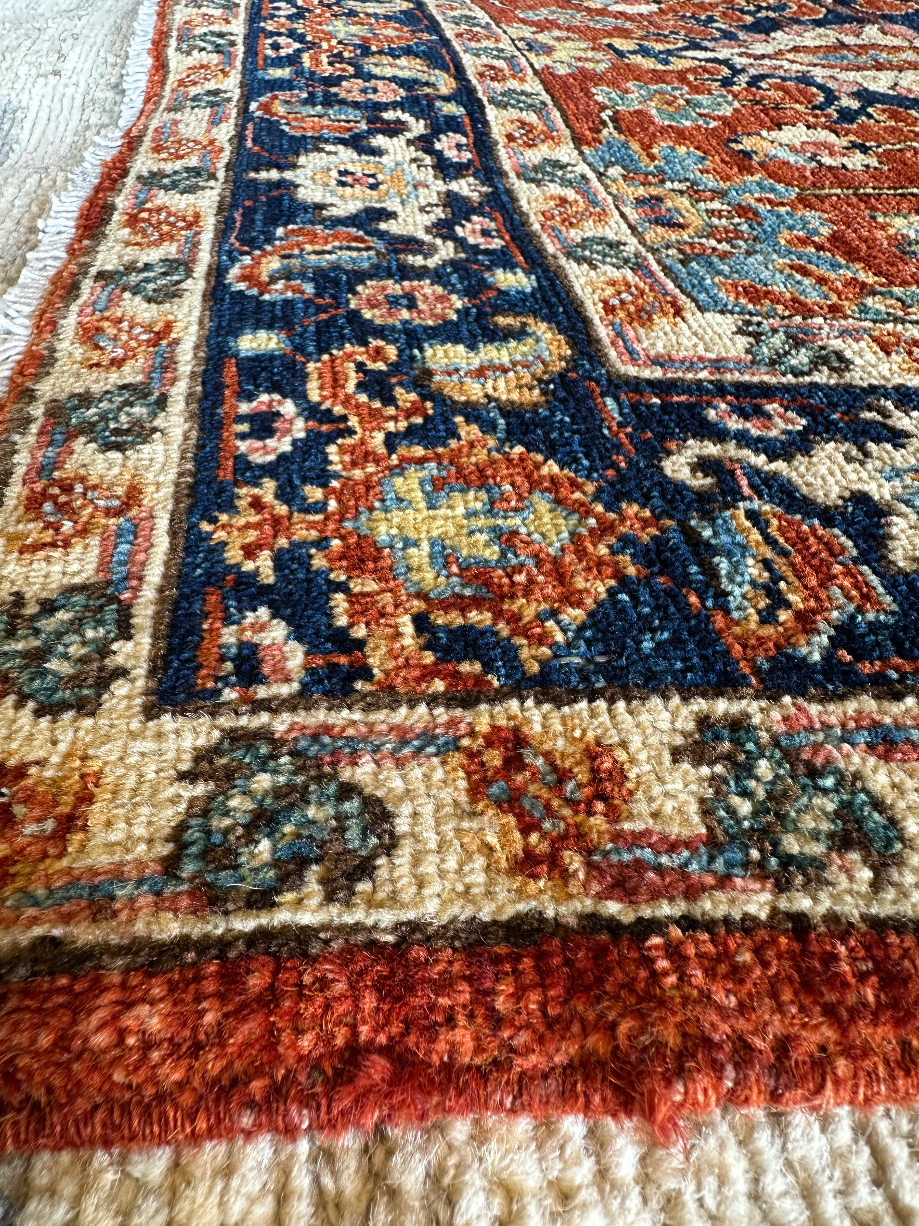 Olivia Dame 3.2x4.10 Red Hand-Knotted Humna Rug
