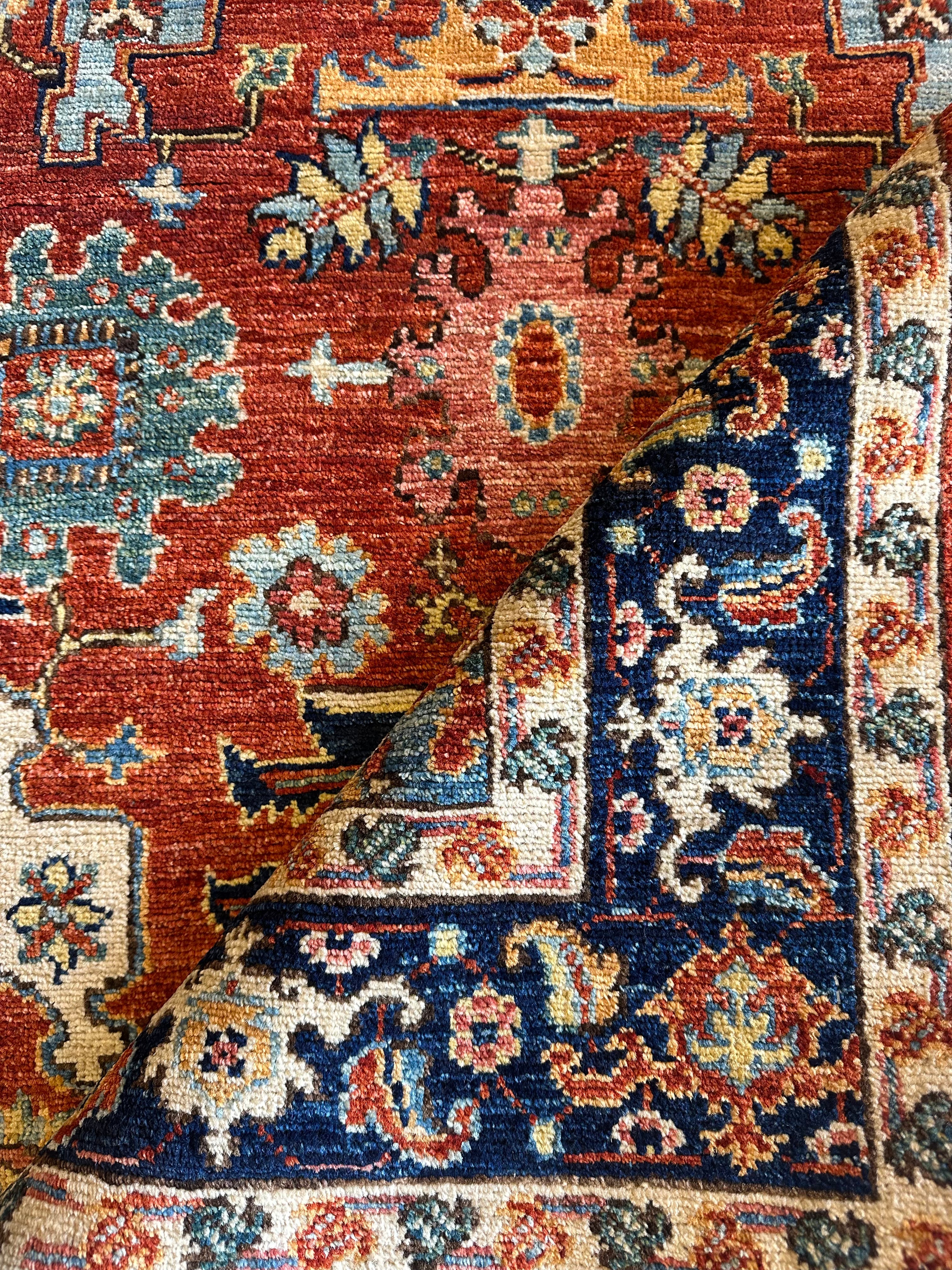 Olivia Dame 3.2x4.10 Red Hand-Knotted Humna Rug