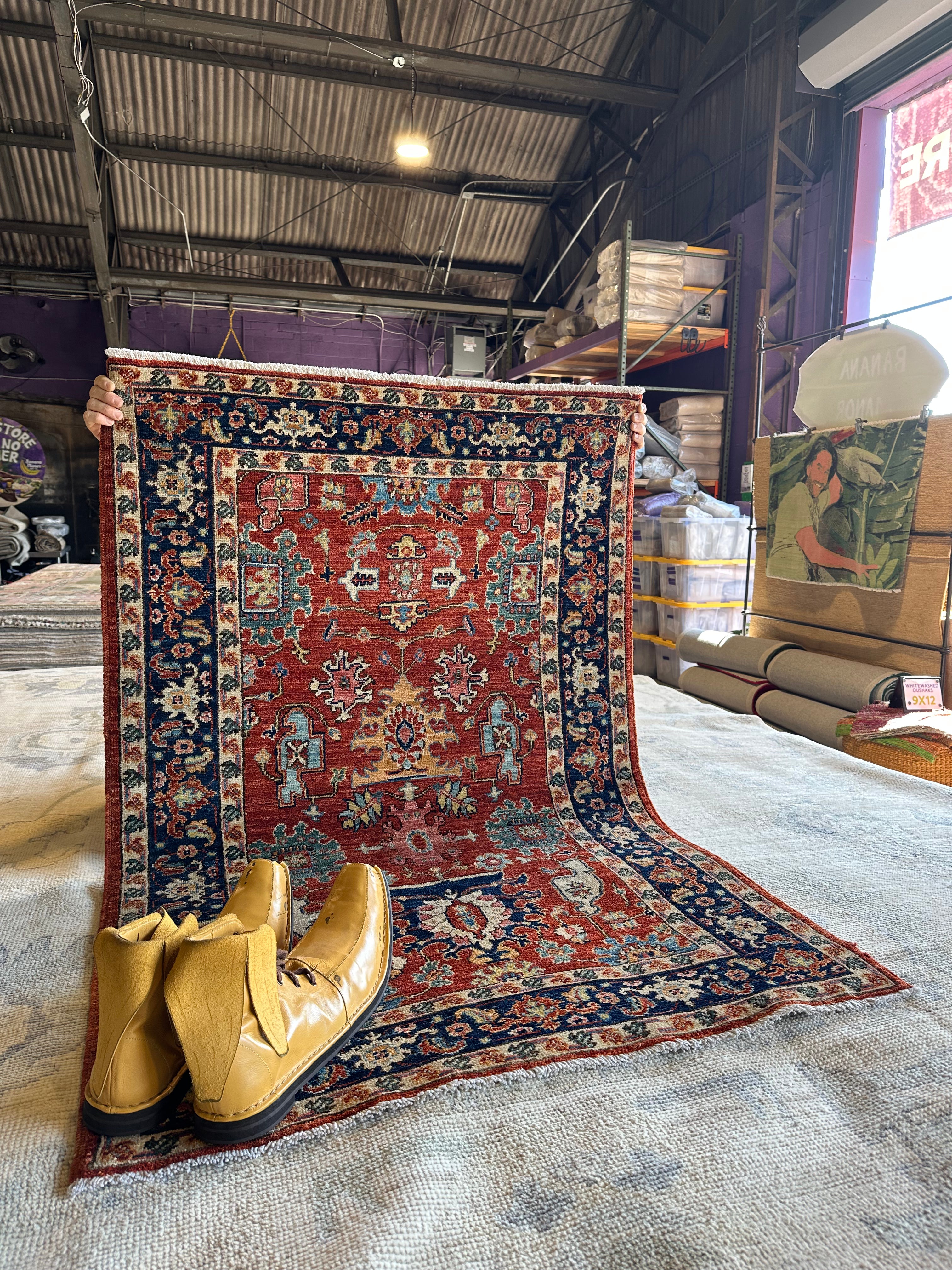 Olivia Dame 3.2x4.10 Red Hand-Knotted Humna Rug