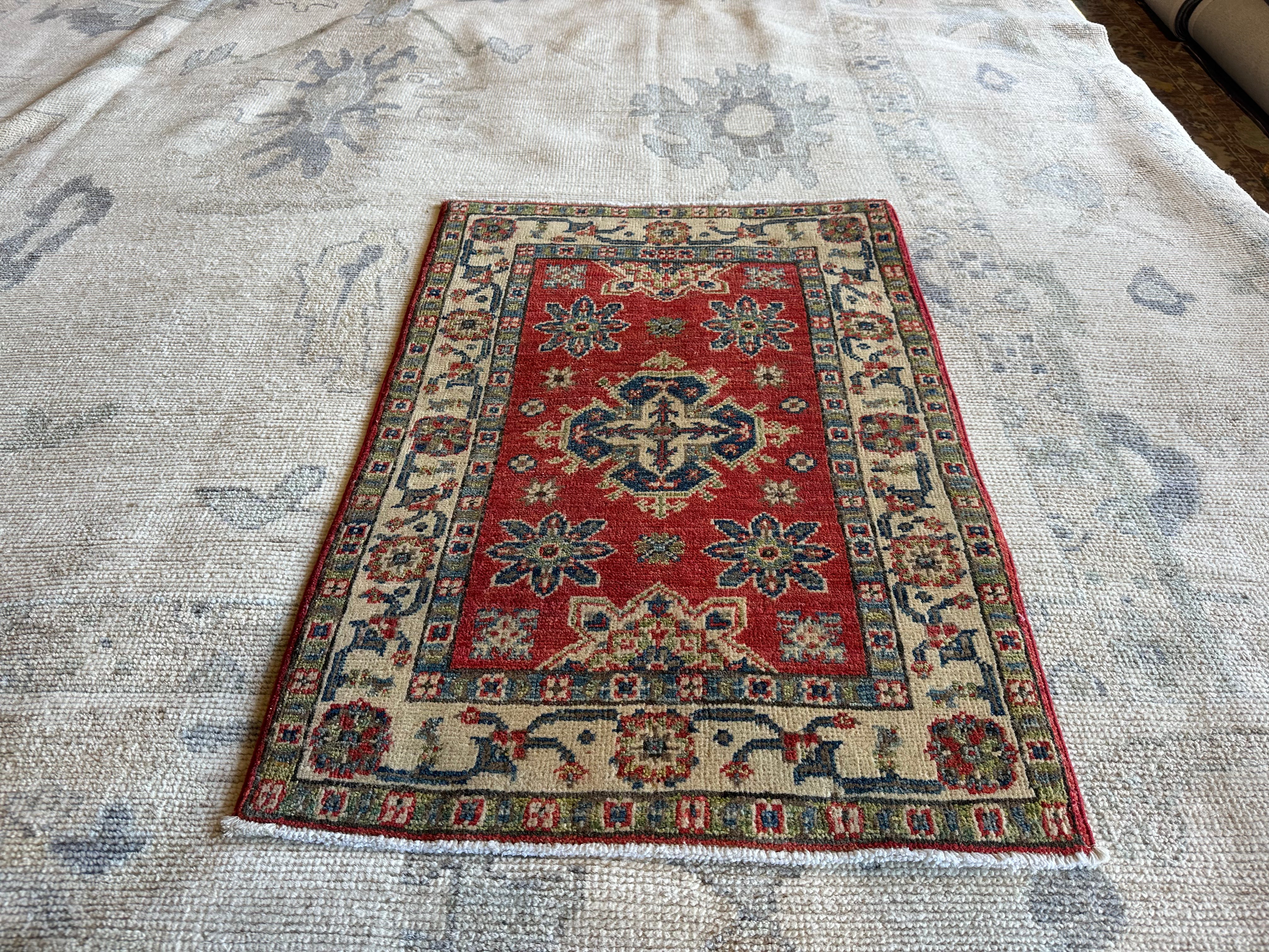 Brooke Jaye Taylor 2x2.11 Red Hand-Knotted Kazak Rug