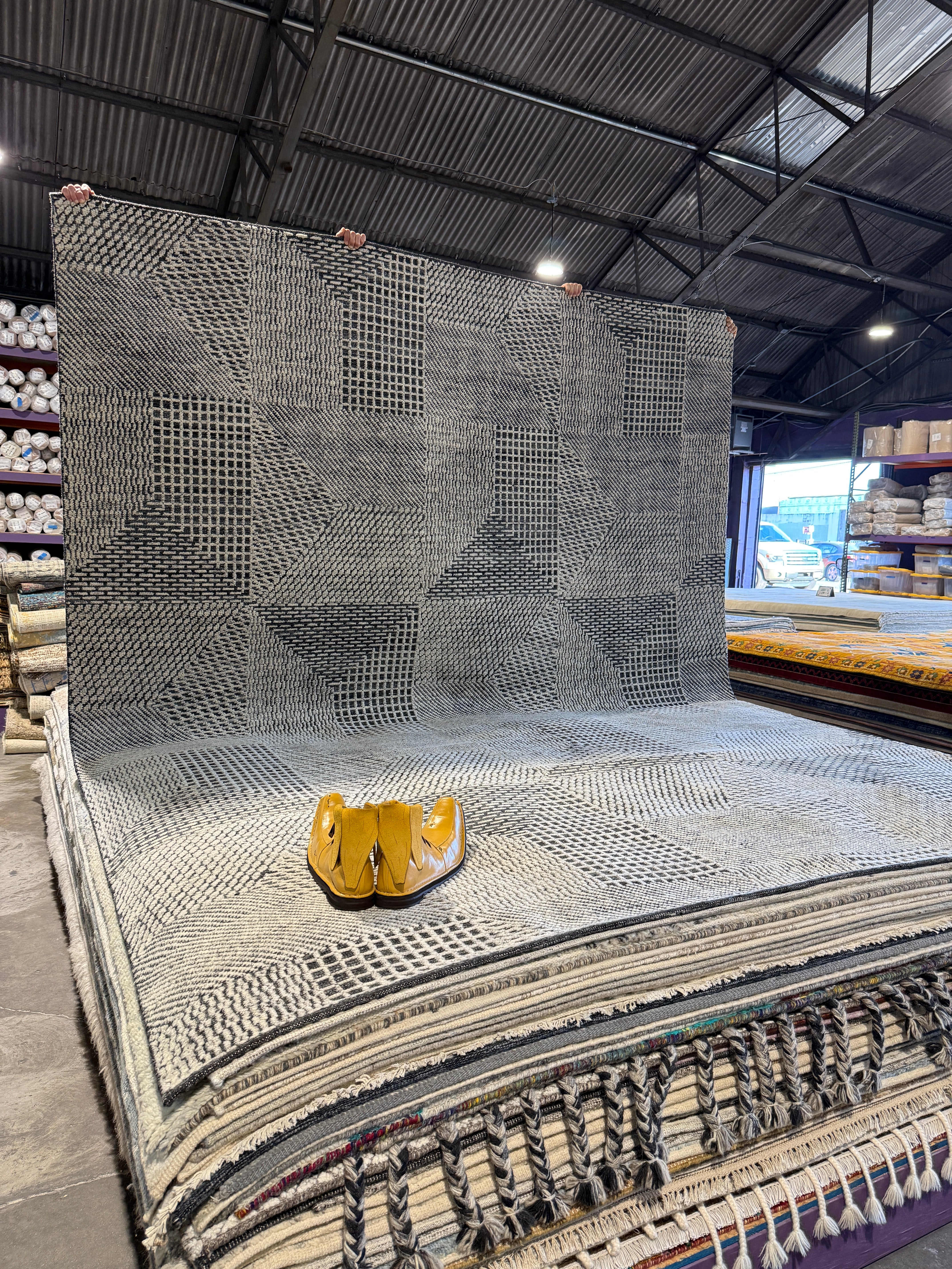 Eli 9.3x12 Hand-Knotted Dark Grey & Grey Modern