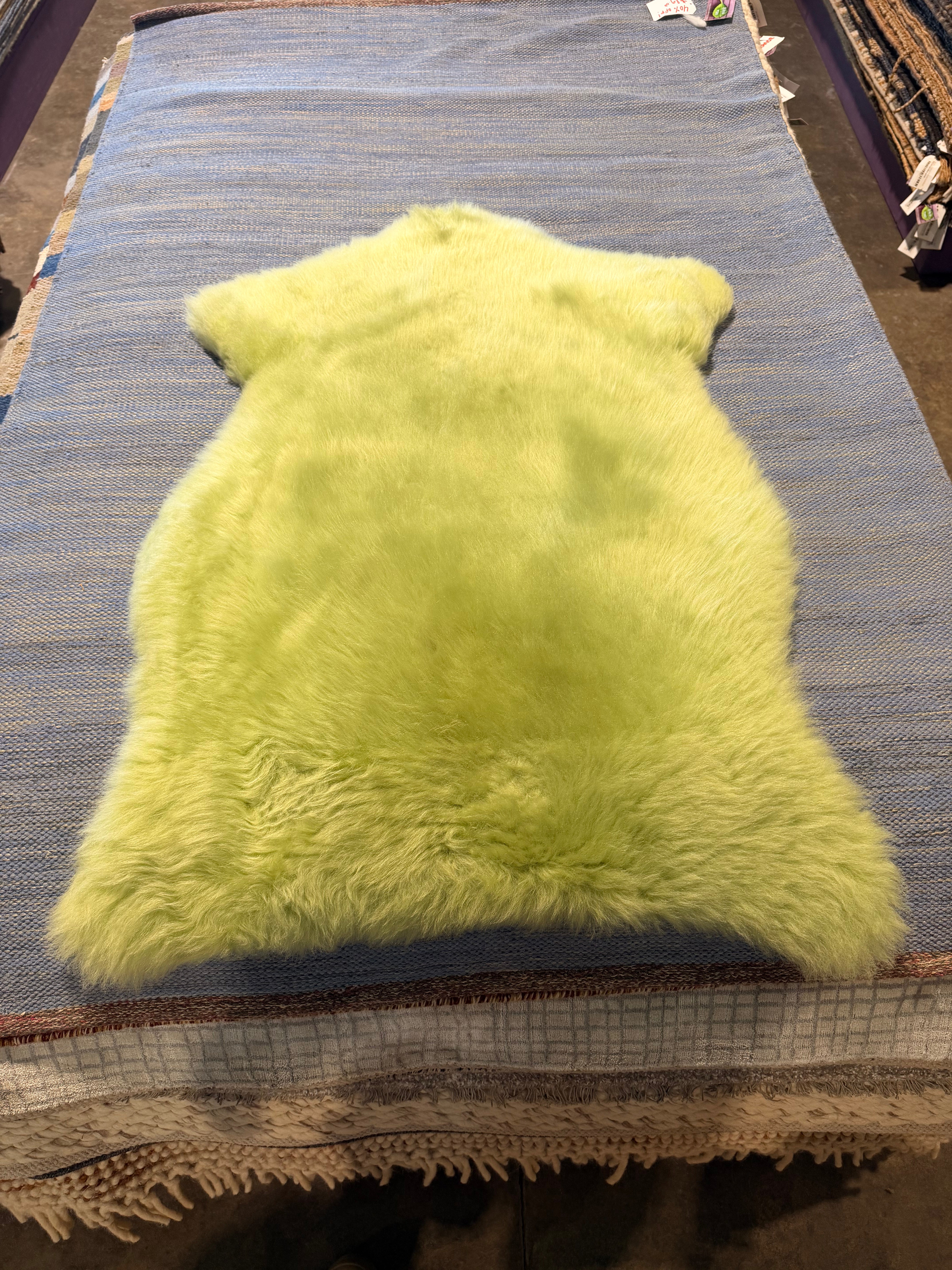Single Pelt Light Green Sheepskin Rug