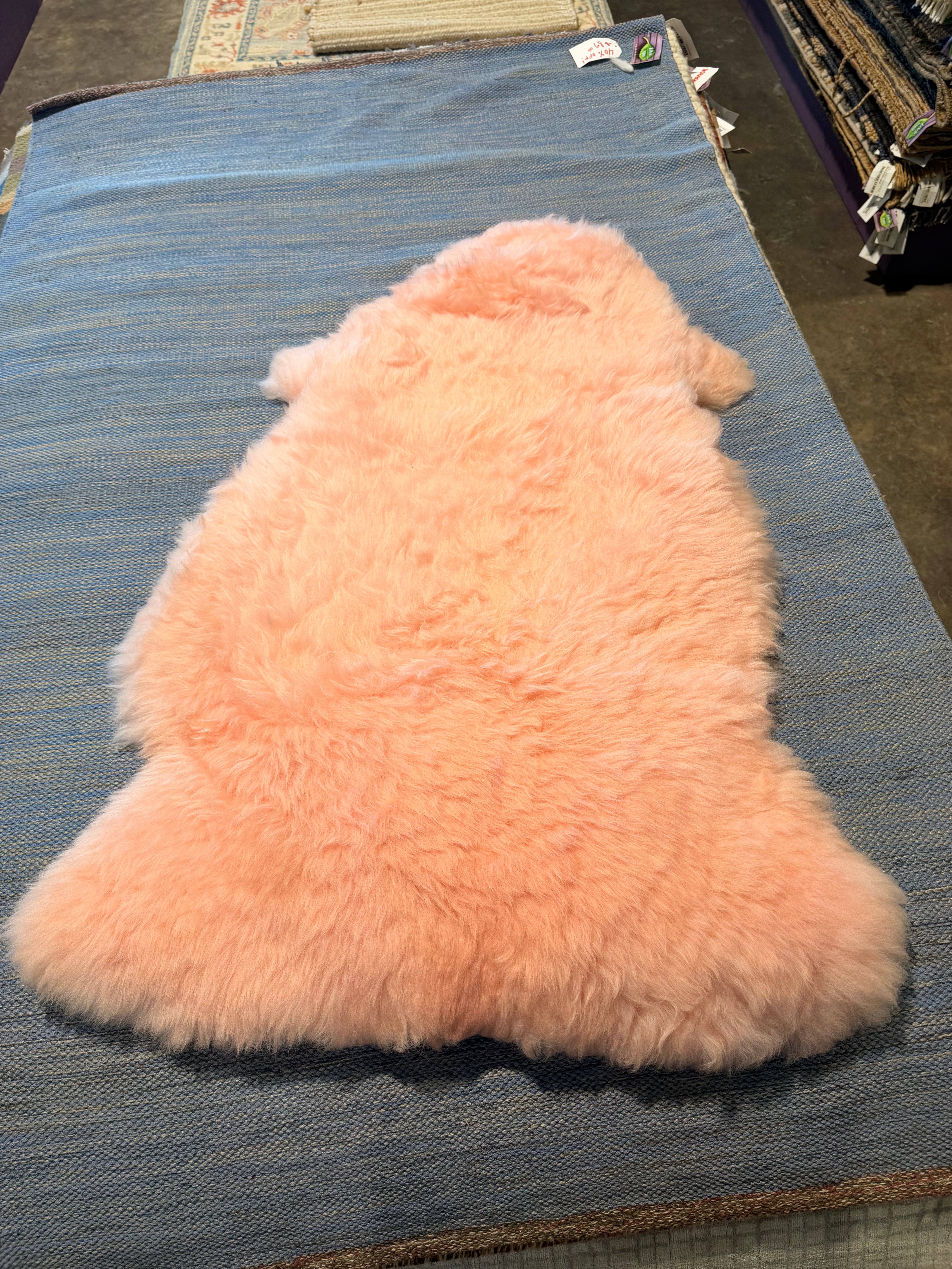 Single Pelt Light Pink Sheepskin Rug