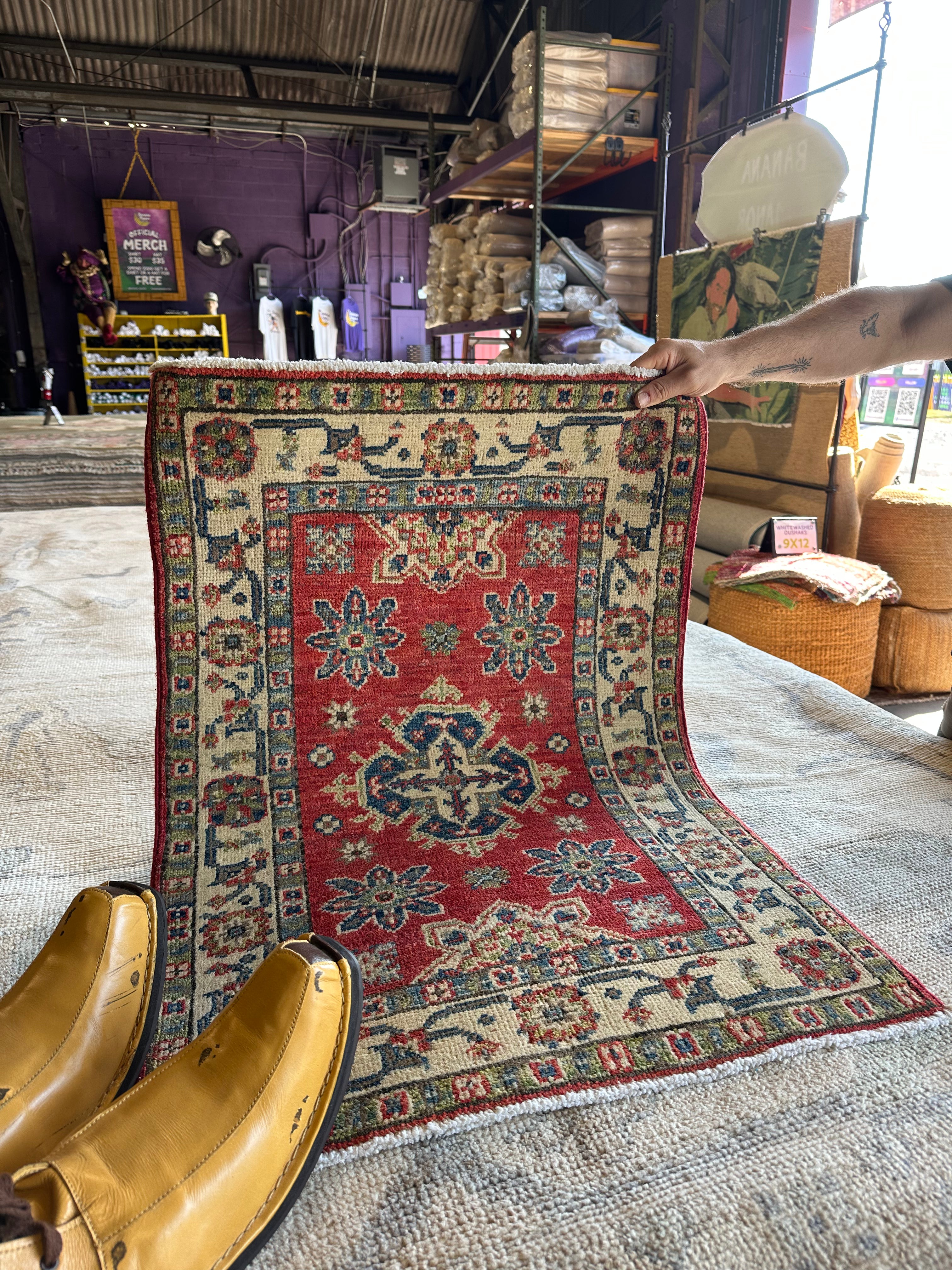 Brooke Jaye Taylor 2x2.11 Red Hand-Knotted Kazak Rug