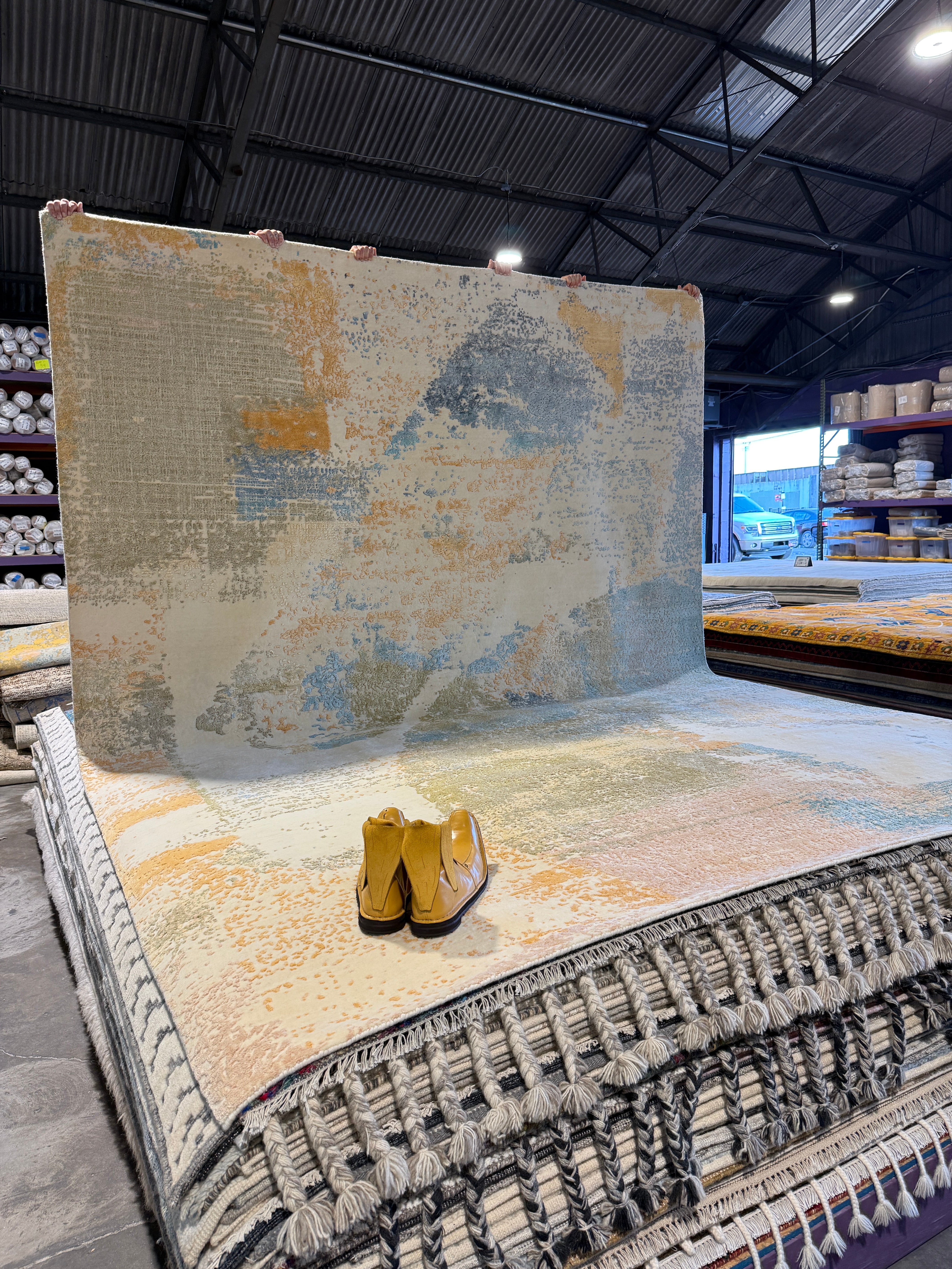 Elio Strafford 9x12 Blue Hand-Knotted Modern Abstract Rug