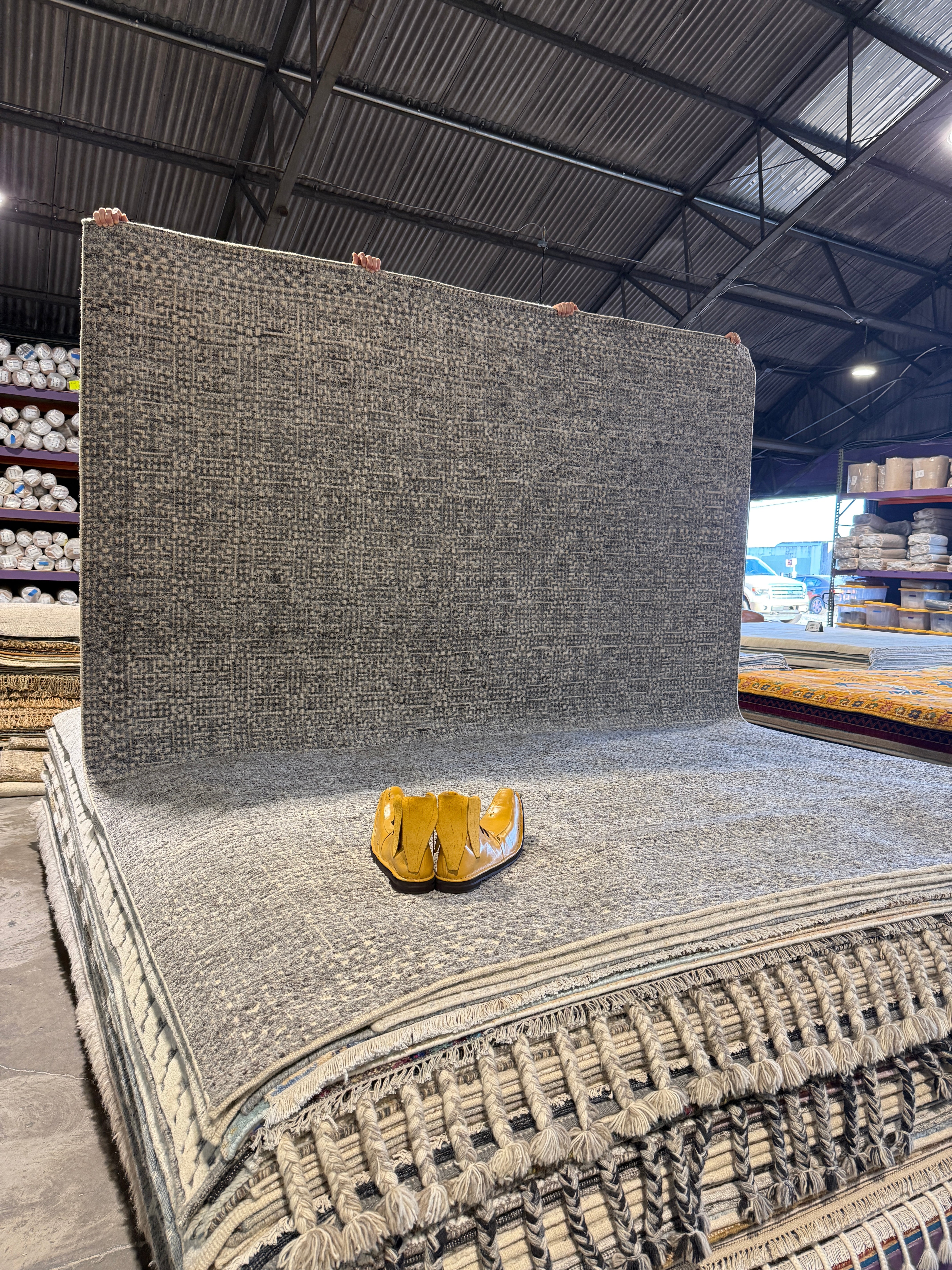 Cobb 9x11.9 Hand-Knotted Grey & Ivory Modern