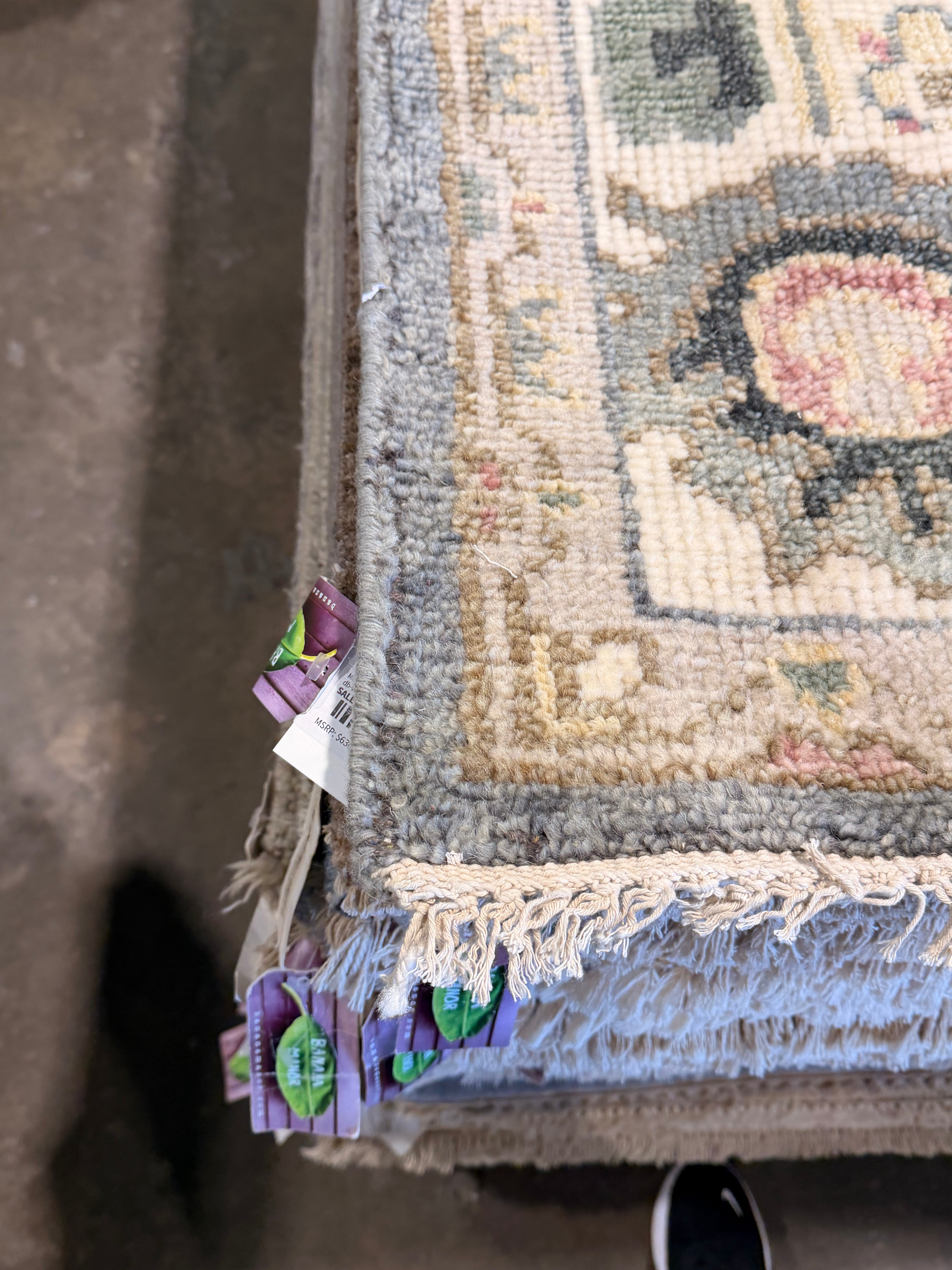 Suzanne Tucker 8x10.3 Grey and Ivory Hand-Knotted Oushak Rug