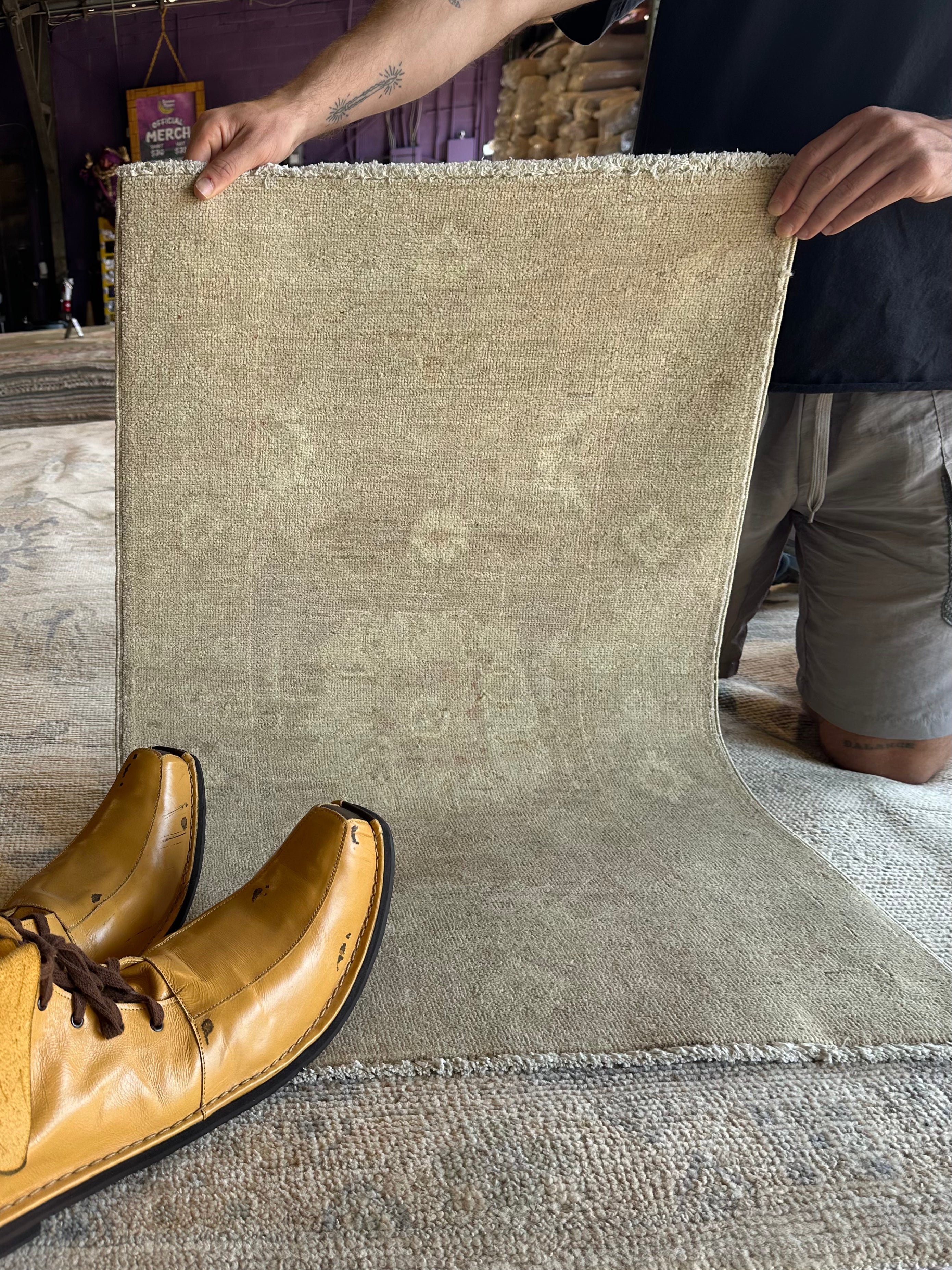 Reneé Rayles 1.11x2.11 Beige Hand-Knotted Farhan Rug