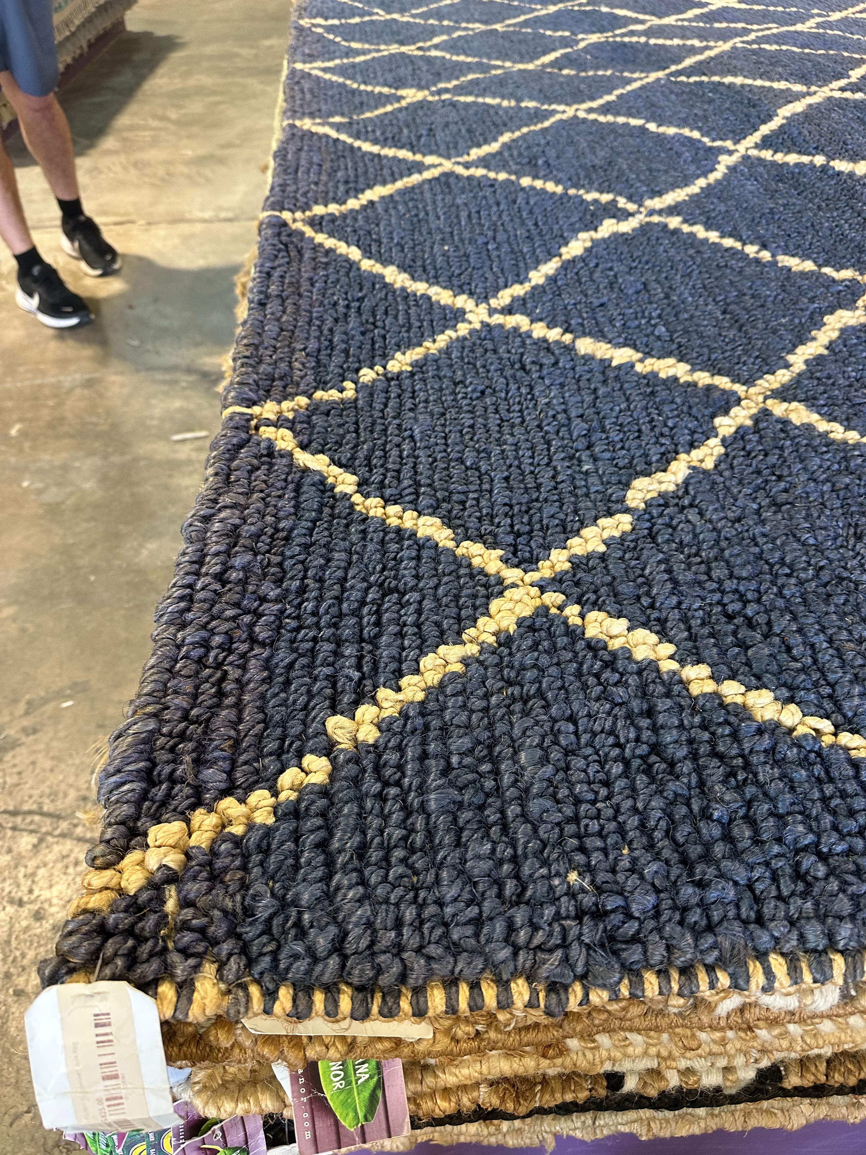 Nerina 8x10 Blue Modern Handwoven Jute Rug