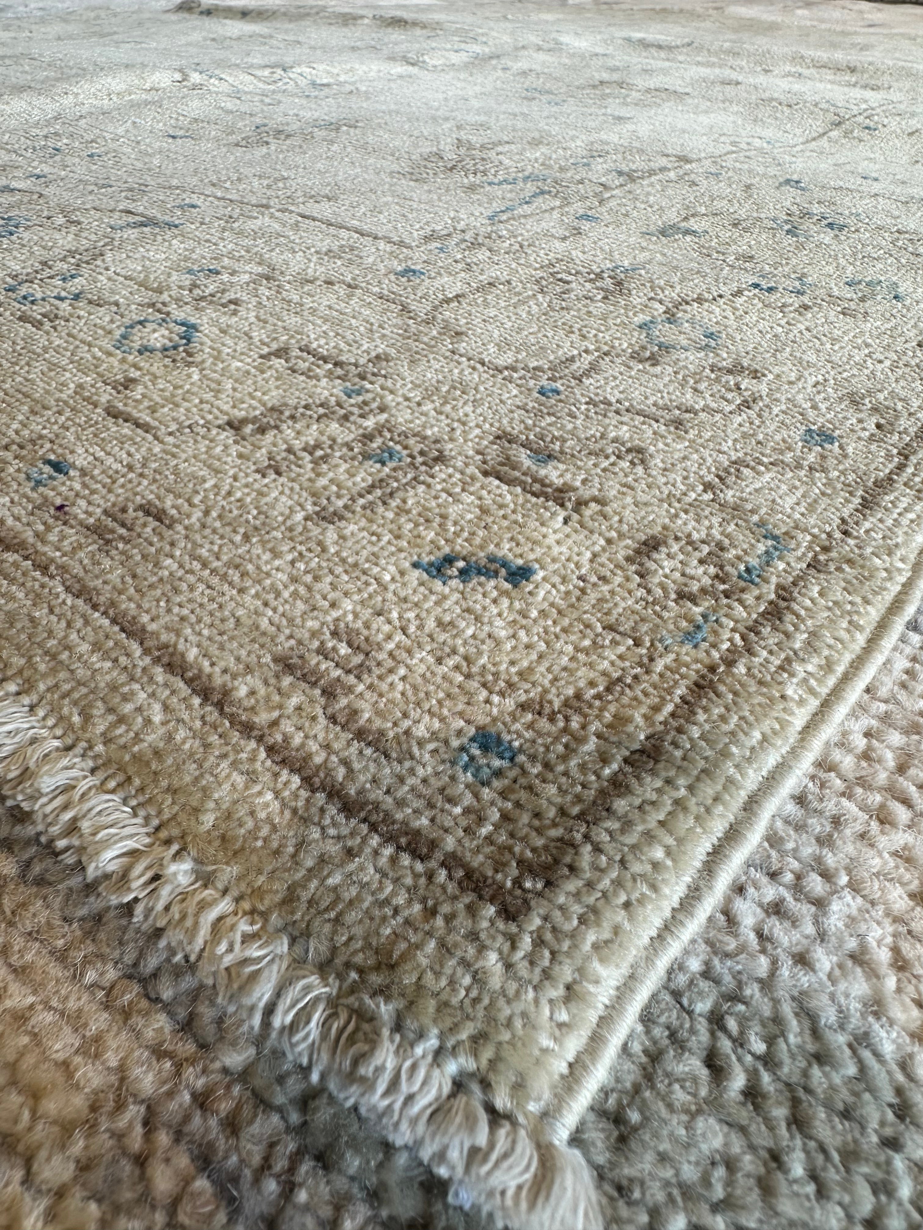 Heather Ray 3.10x5.9 Beige Hand-Knotted Farhan Rug