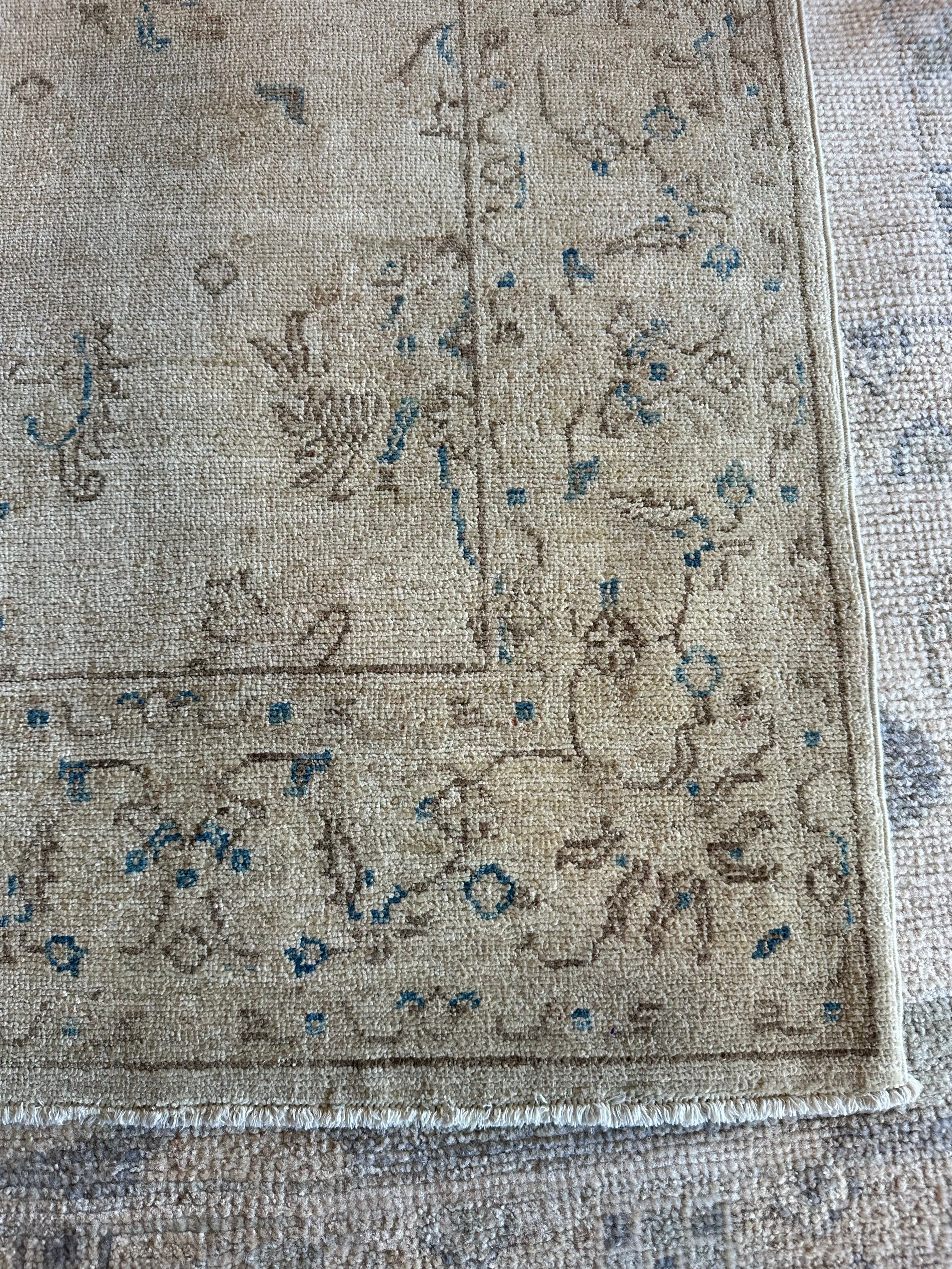 Heather Ray 3.10x5.9 Beige Hand-Knotted Farhan Rug