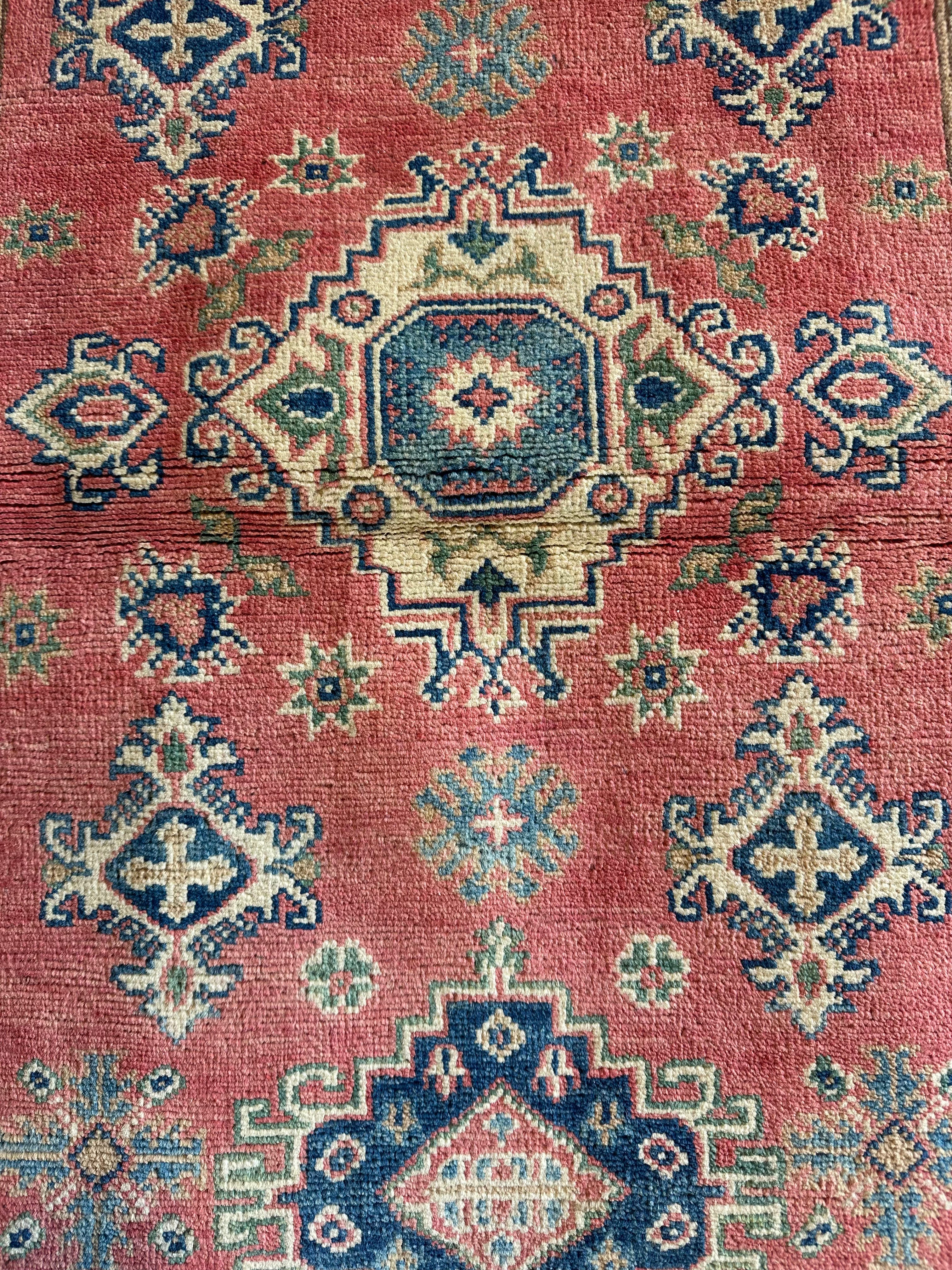 Isabelle Du 3.1x4.11 Red Hand-Knotted Kazak Rug